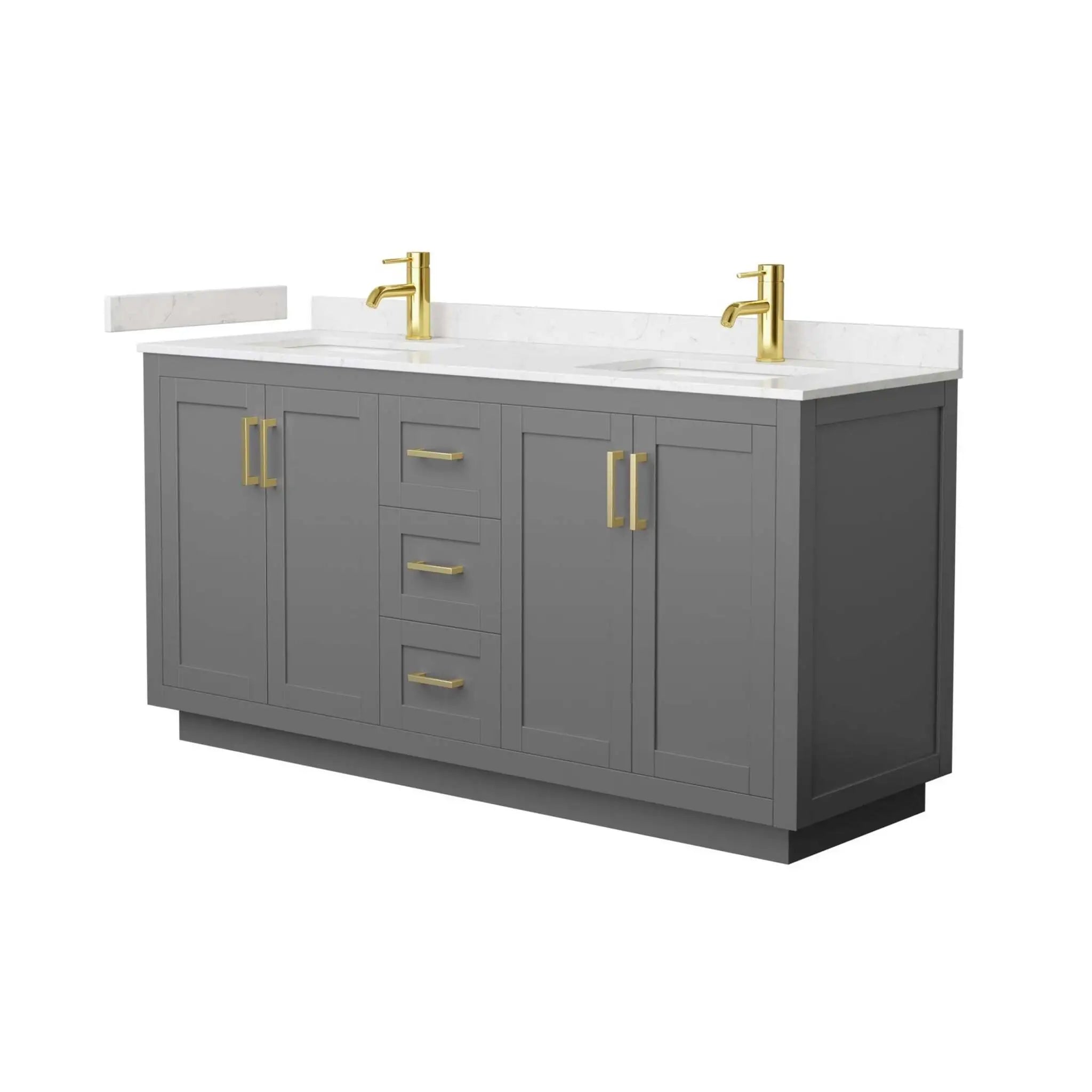 66" Miranda Double Bathroom Vanity in Dark Gray with Brushed Gold Trim by Wyndham