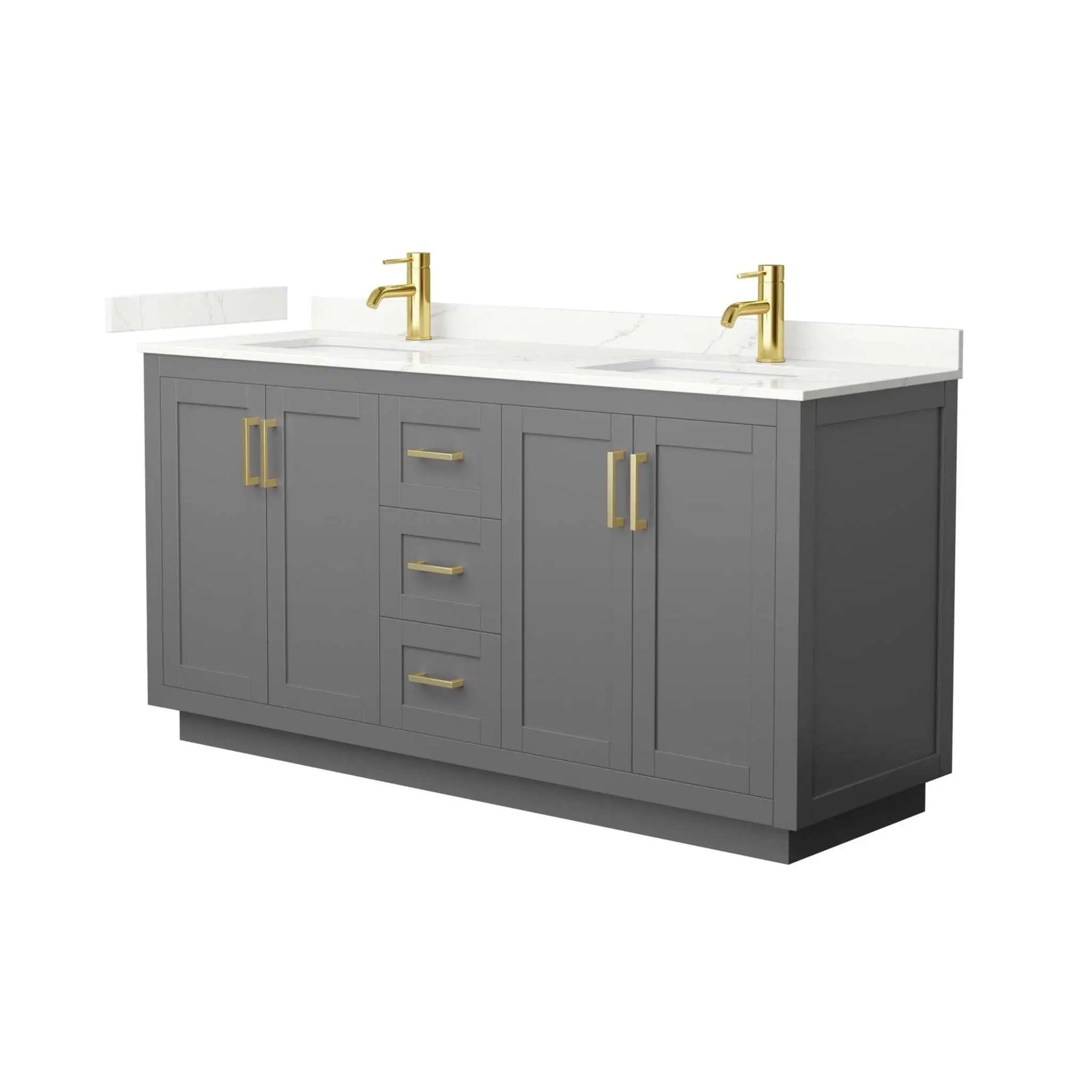 66" Miranda Double Bathroom Vanity in Dark Gray with Brushed Gold Trim by Wyndham