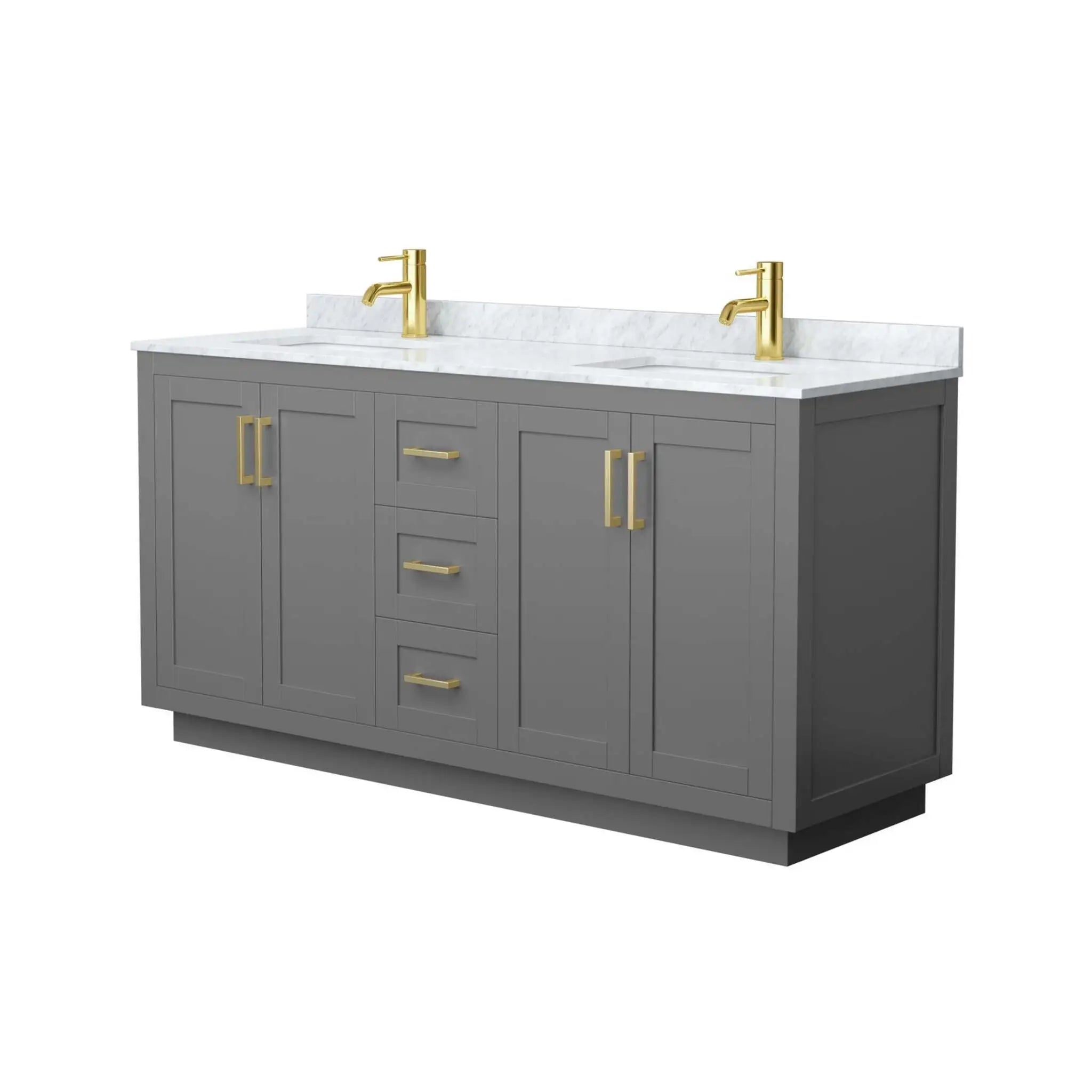 66" Miranda Double Bathroom Vanity in Dark Gray with Brushed Gold Trim by Wyndham