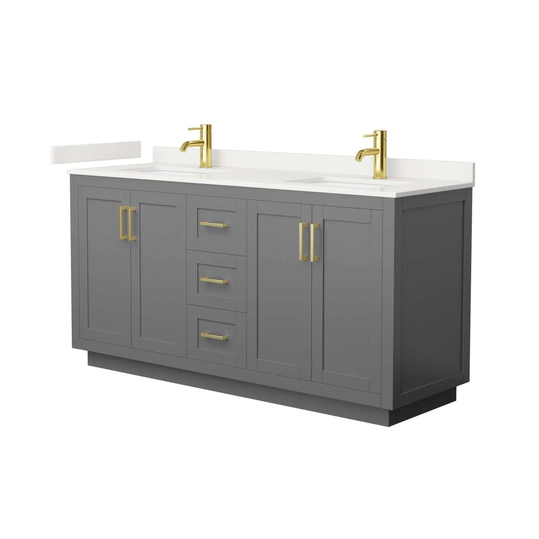 66" Miranda Double Bathroom Vanity in Dark Gray with Brushed Gold Trim by Wyndham