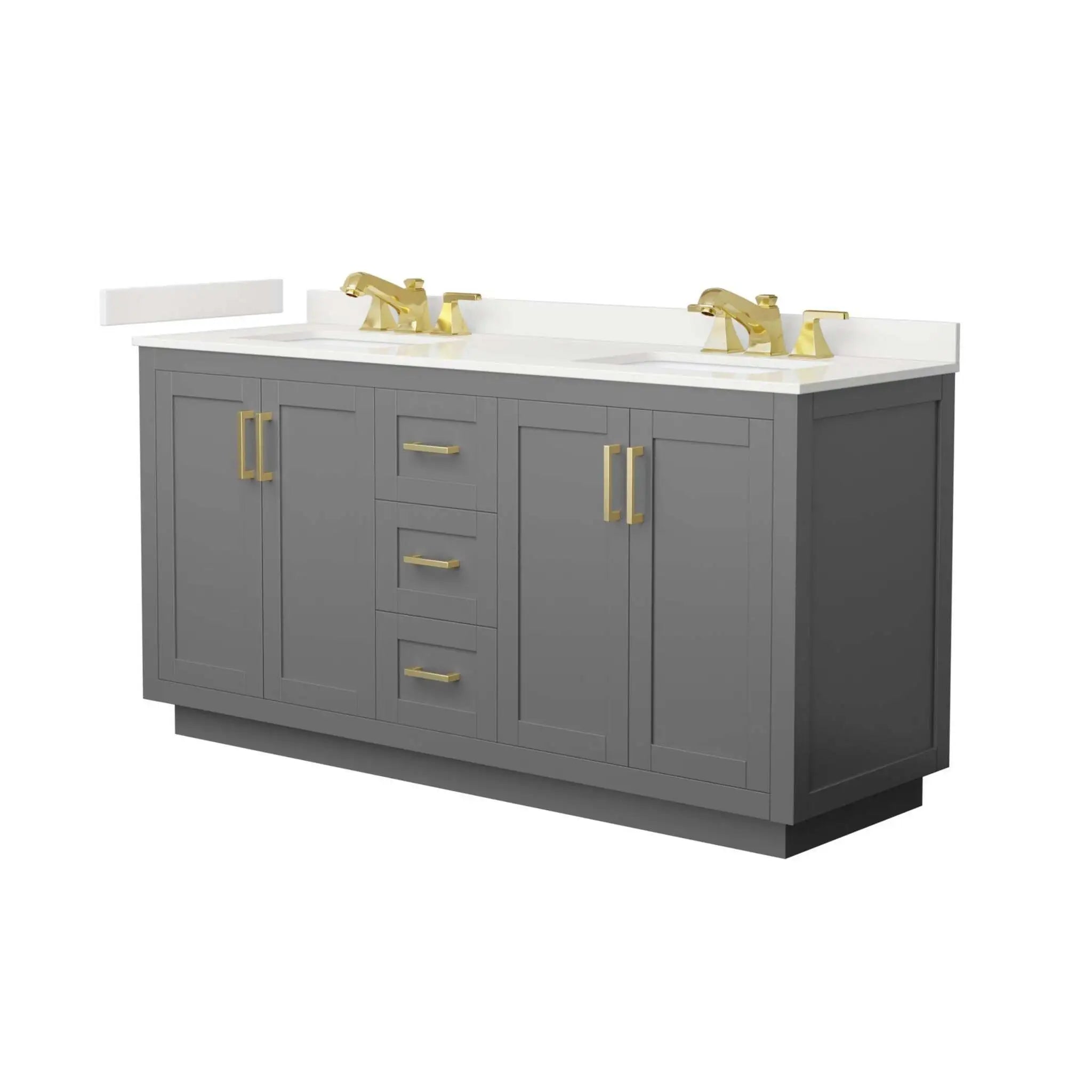 66" Miranda Double Bathroom Vanity in Dark Gray with Brushed Gold Trim by Wyndham