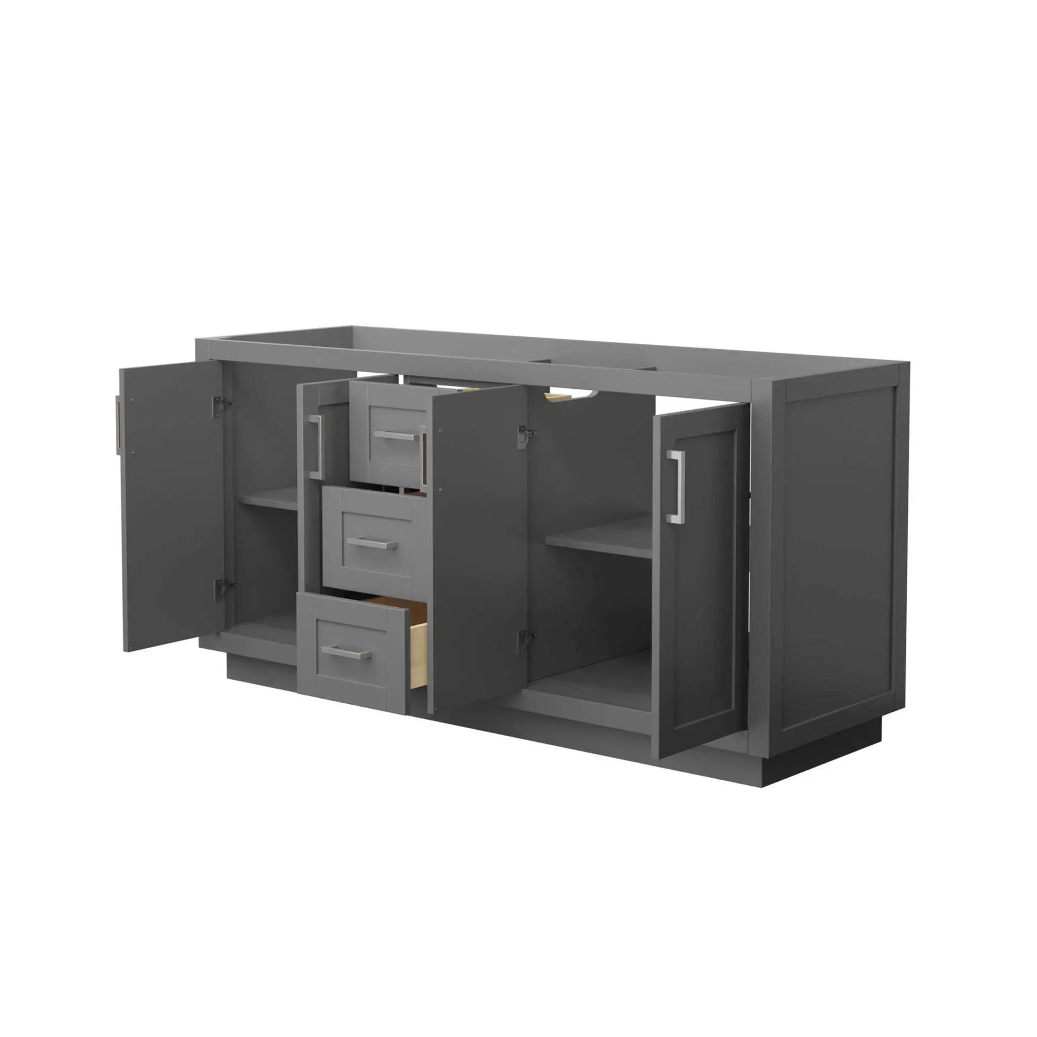 66" Miranda Double Bathroom Vanity in Dark Gray with Brushed Nickel Trim by Wyndham
