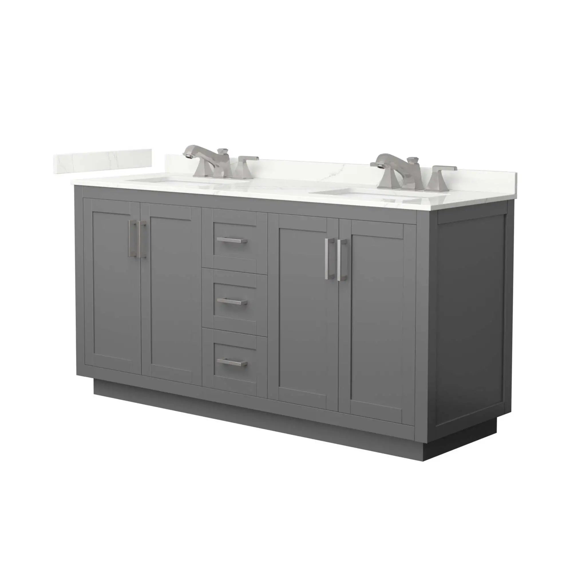 66" Miranda Double Bathroom Vanity in Dark Gray with Brushed Nickel Trim by Wyndham