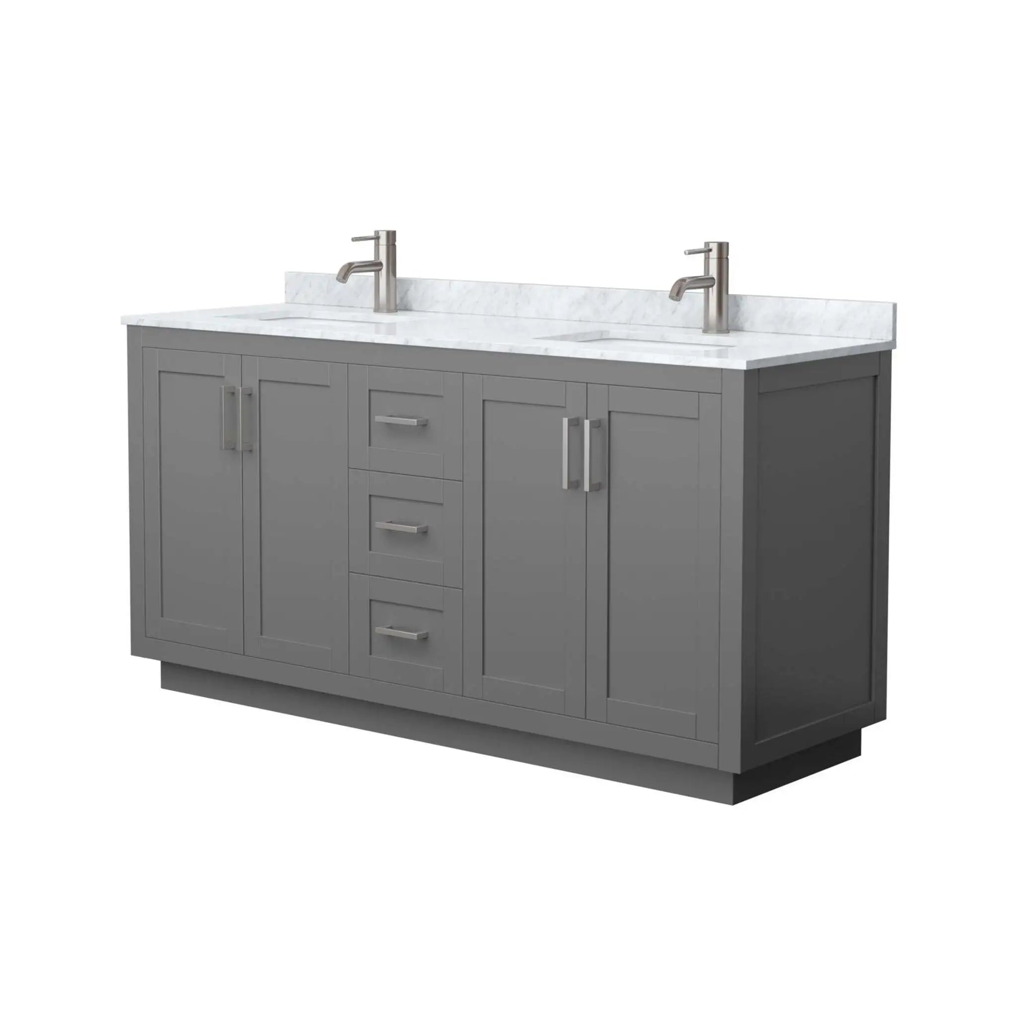 66" Miranda Double Bathroom Vanity in Dark Gray with Brushed Nickel Trim by Wyndham