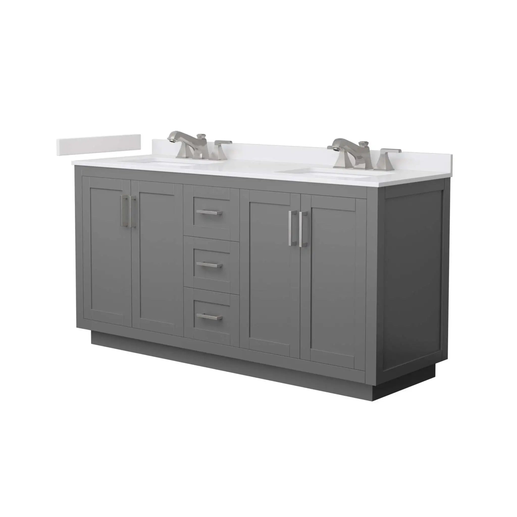 66" Miranda Double Bathroom Vanity in Dark Gray with Brushed Nickel Trim by Wyndham