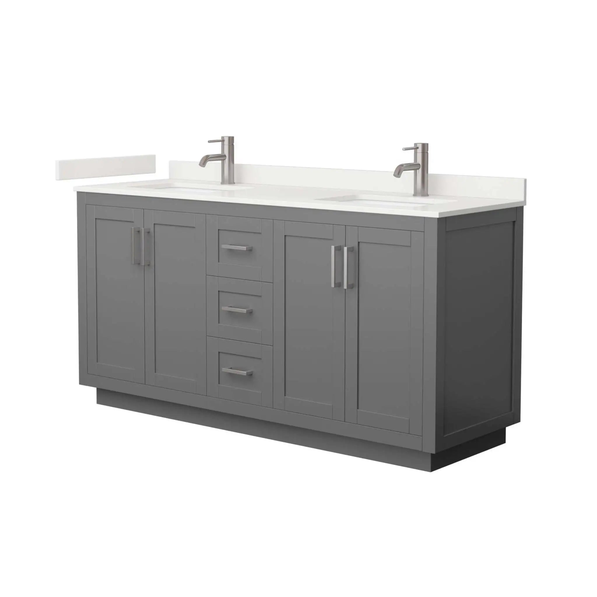 66" Miranda Double Bathroom Vanity in Dark Gray with Brushed Nickel Trim by Wyndham