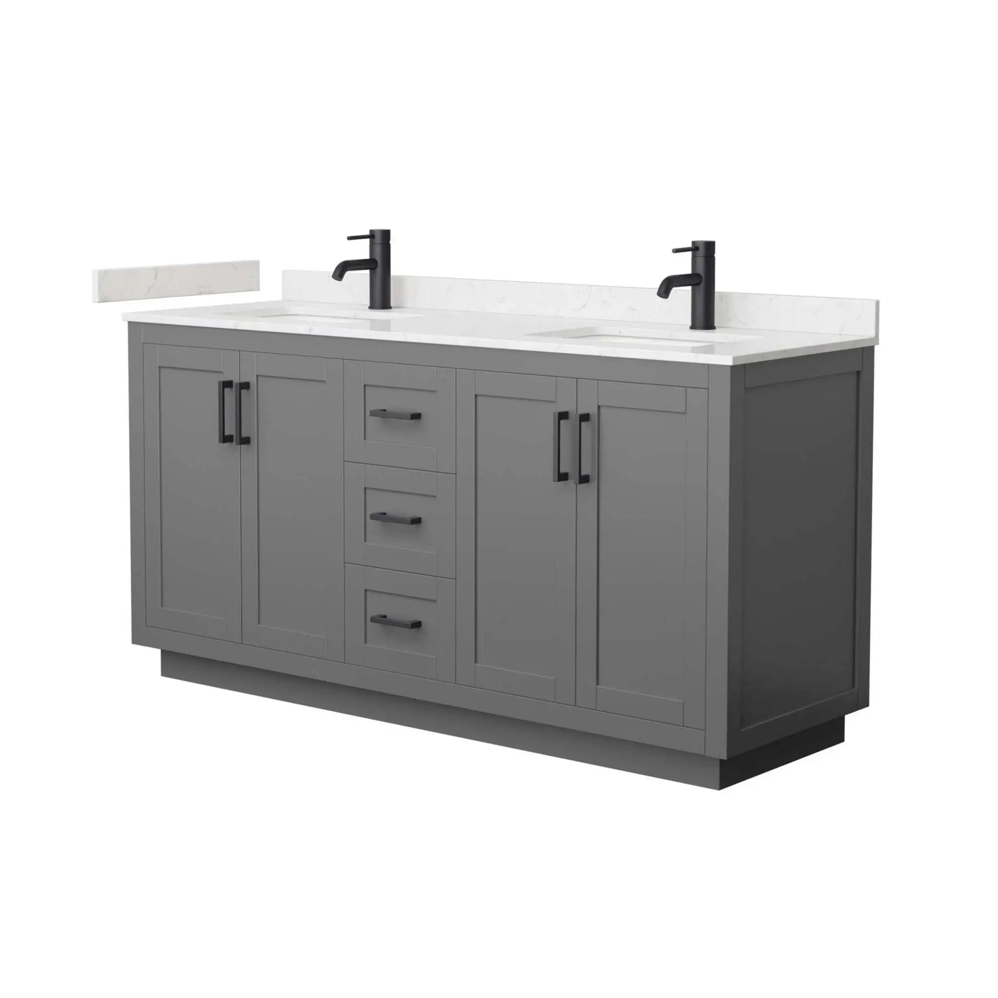 66" Miranda Double Bathroom Vanity in Dark Gray with Matte Black Trim by Wyndham