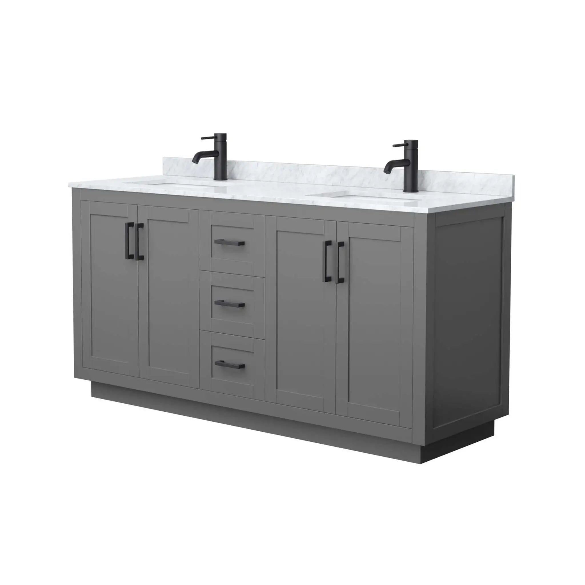 66" Miranda Double Bathroom Vanity in Dark Gray with Matte Black Trim by Wyndham