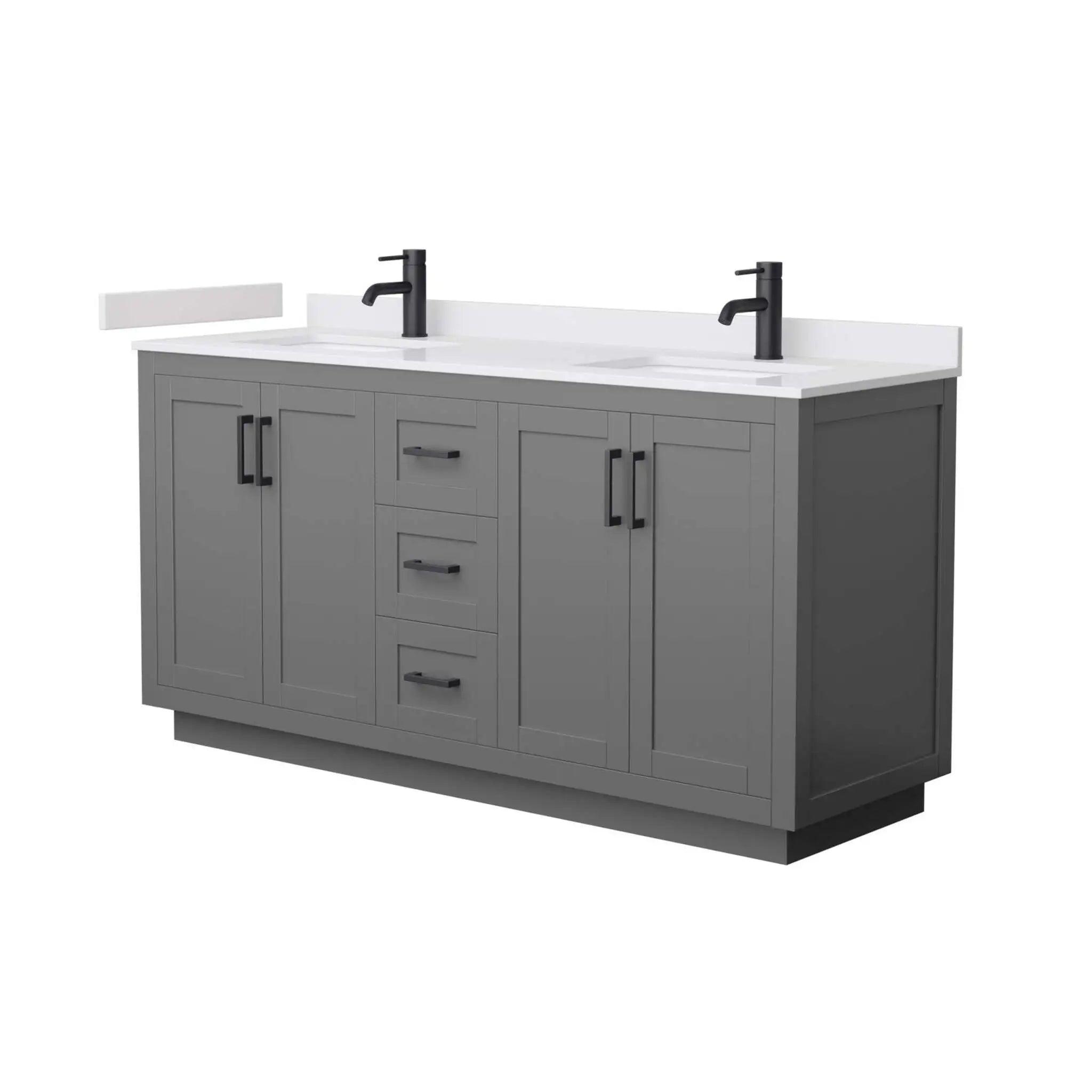 66" Miranda Double Bathroom Vanity in Dark Gray with Matte Black Trim by Wyndham