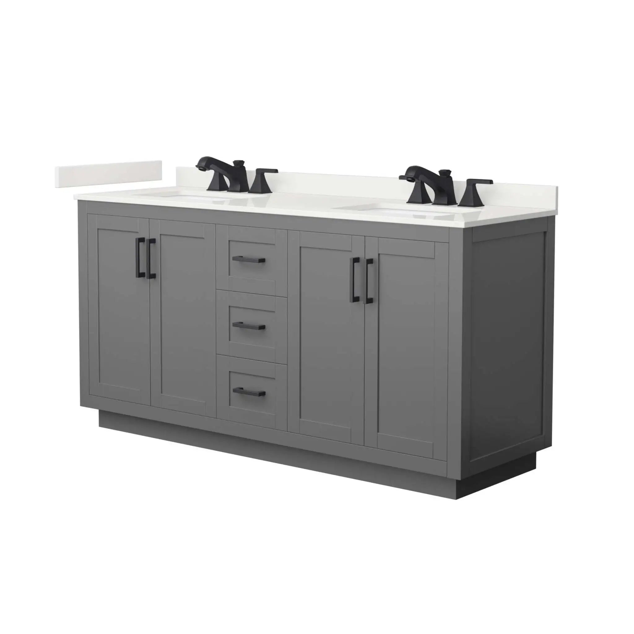 66" Miranda Double Bathroom Vanity in Dark Gray with Matte Black Trim by Wyndham