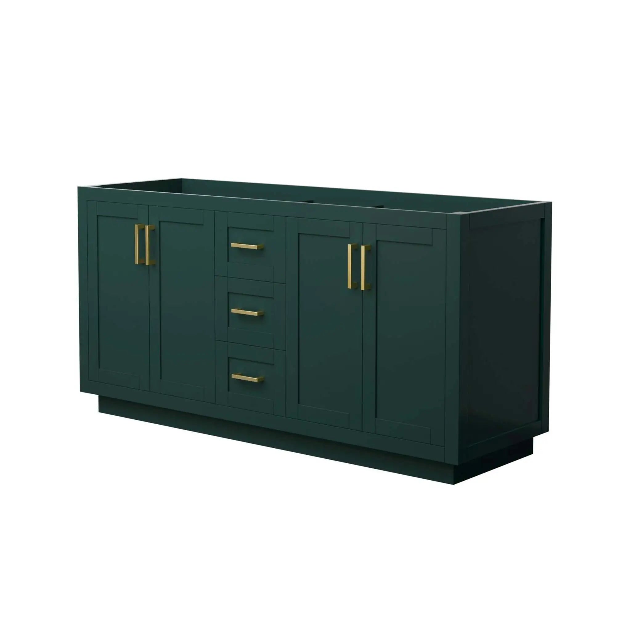 66" Miranda Double Bathroom Vanity in Green with Brushed Gold Trim by Wyndham