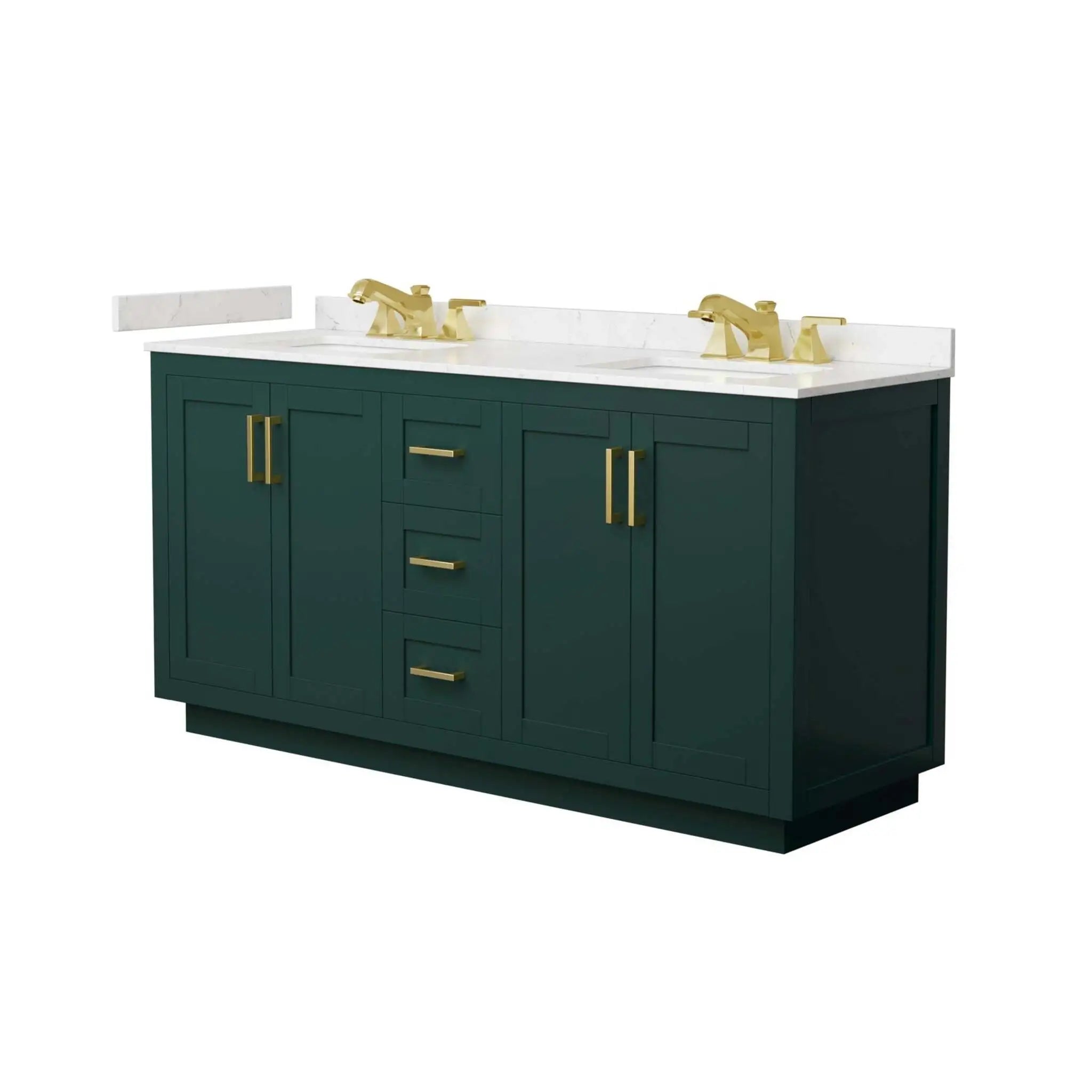 66" Miranda Double Bathroom Vanity in Green with Brushed Gold Trim by Wyndham