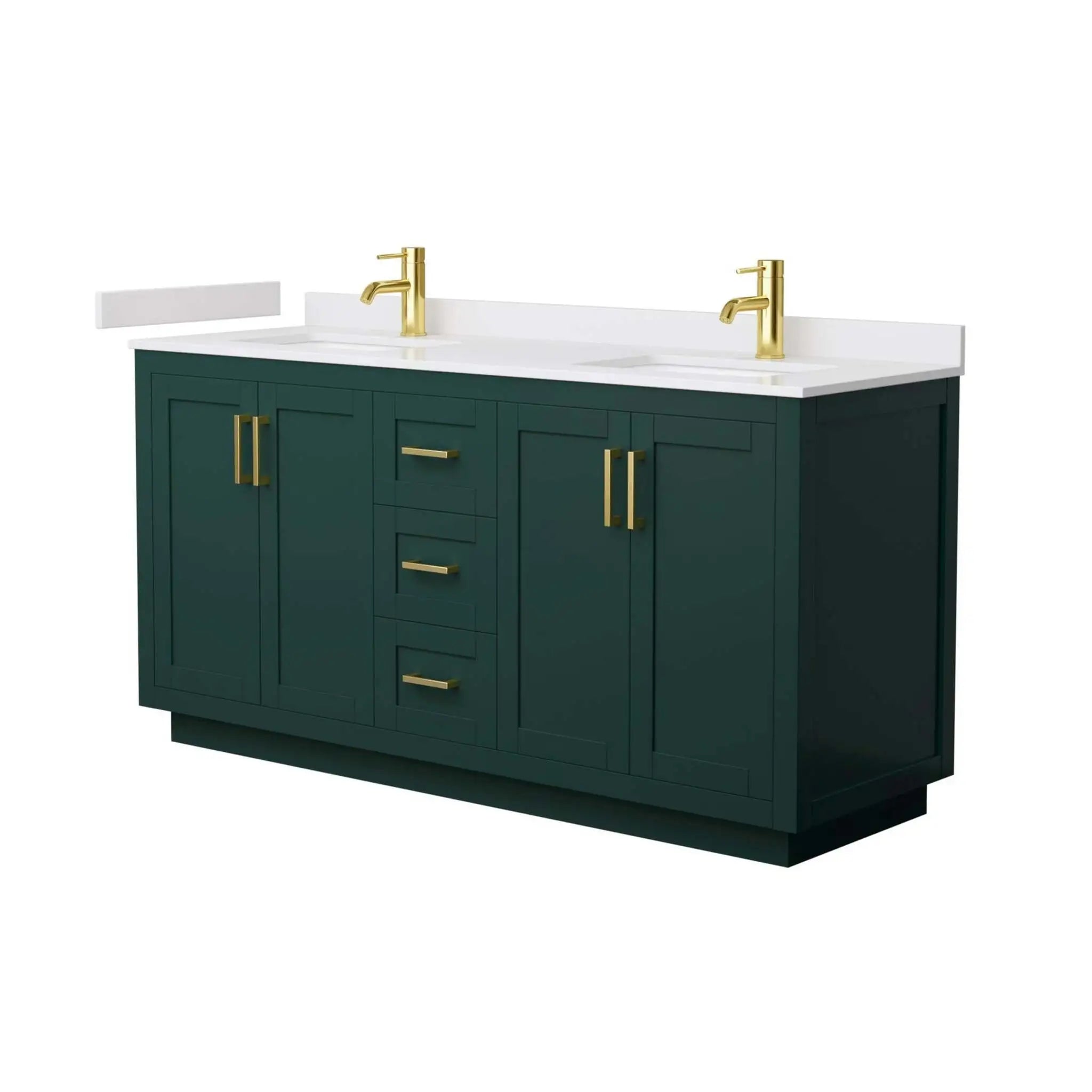 66" Miranda Double Bathroom Vanity in Green with Brushed Gold Trim by Wyndham
