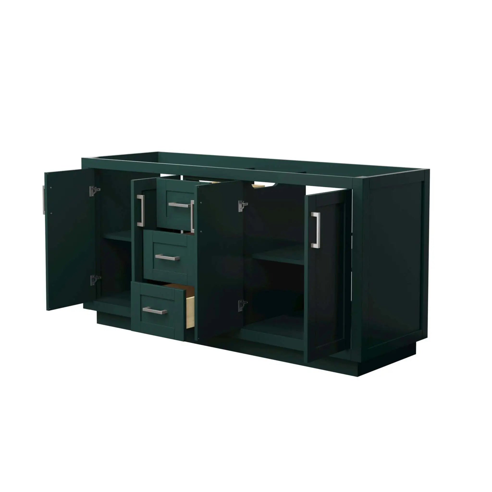 66" Miranda Double Bathroom Vanity in Green with Brushed Nickel Trim by Wyndham
