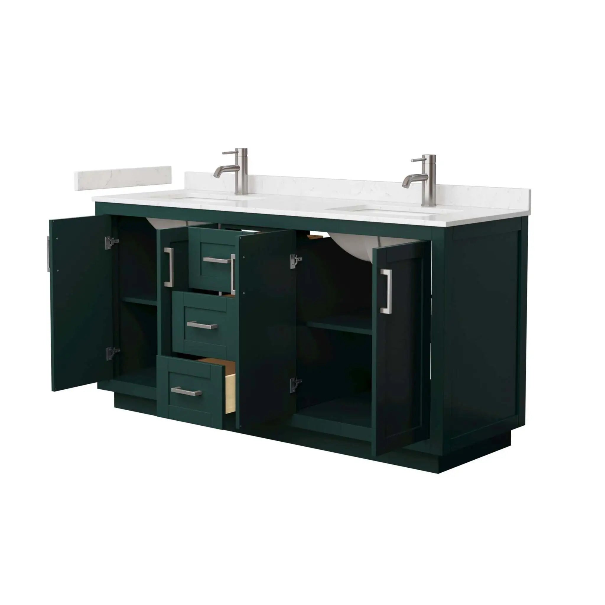 66" Miranda Double Bathroom Vanity in Green with Brushed Nickel Trim by Wyndham