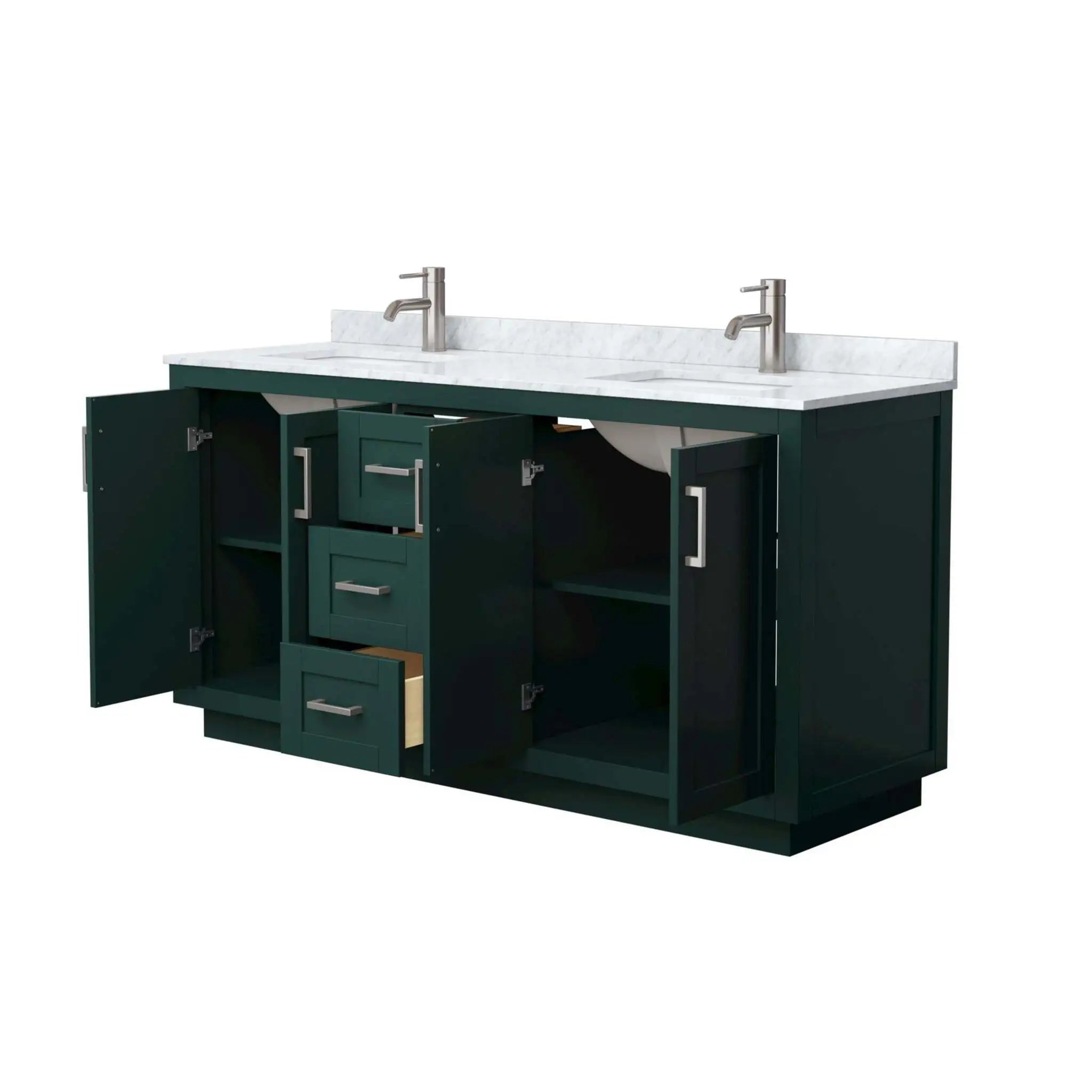 66" Miranda Double Bathroom Vanity in Green with Brushed Nickel Trim by Wyndham