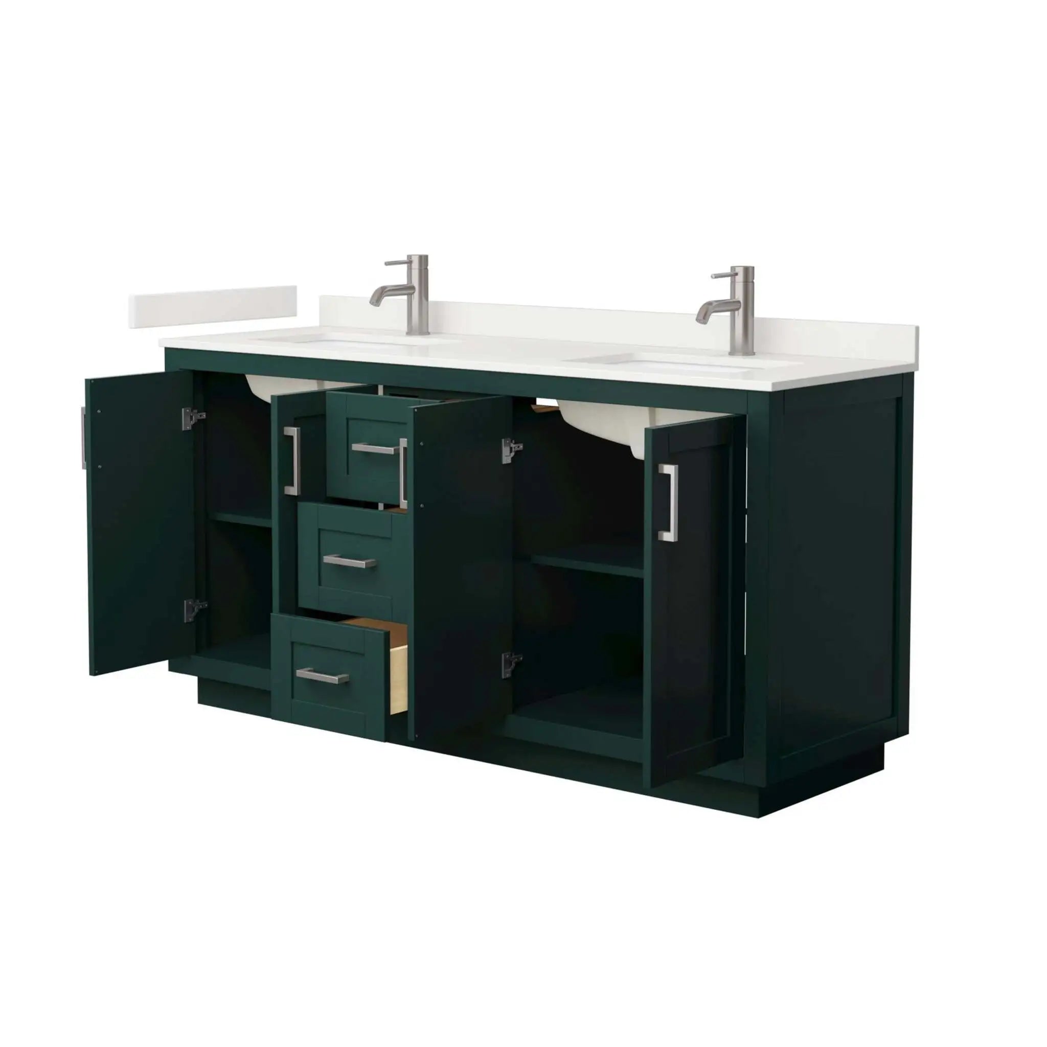 66" Miranda Double Bathroom Vanity in Green with Brushed Nickel Trim by Wyndham