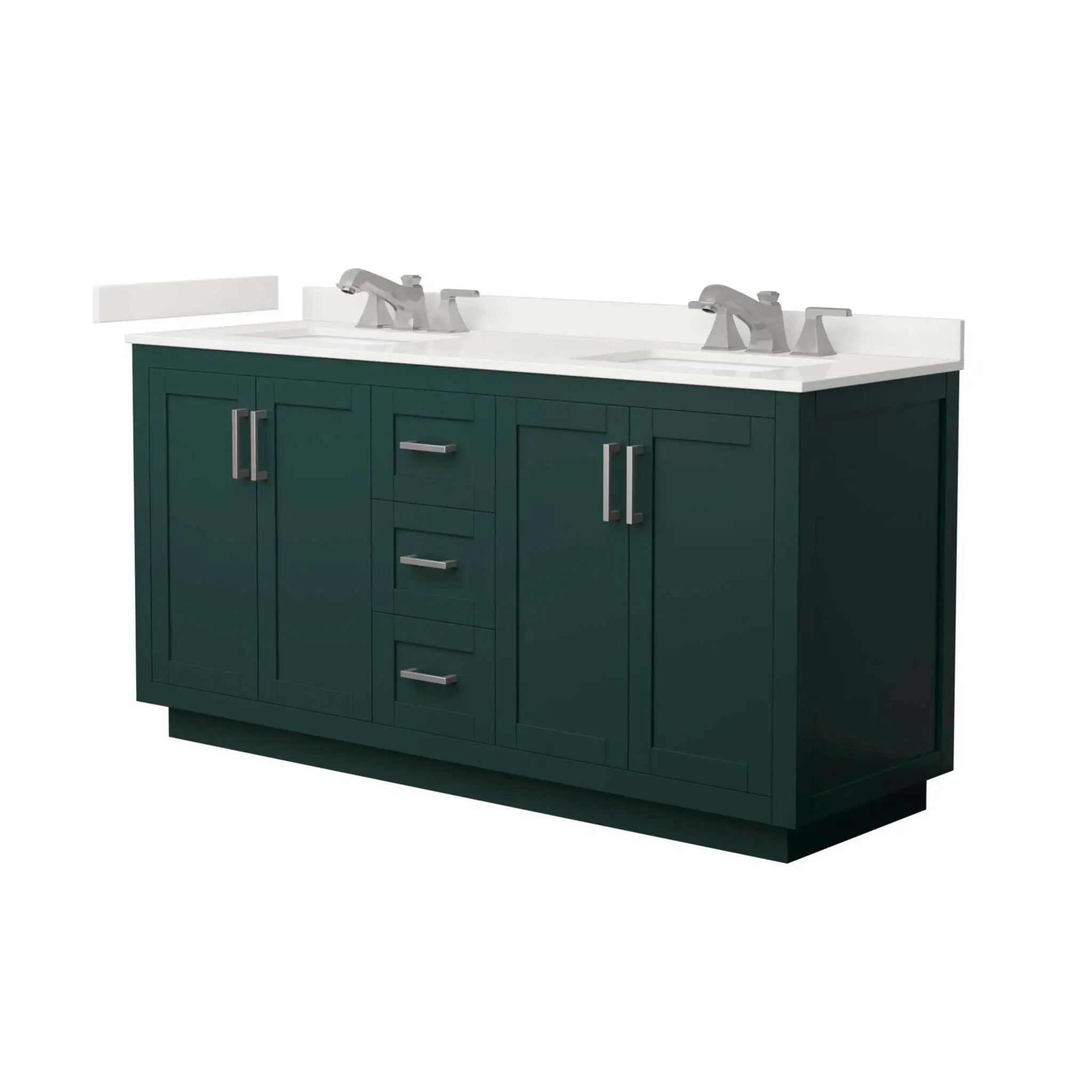 66" Miranda Double Bathroom Vanity in Green with Brushed Nickel Trim by Wyndham