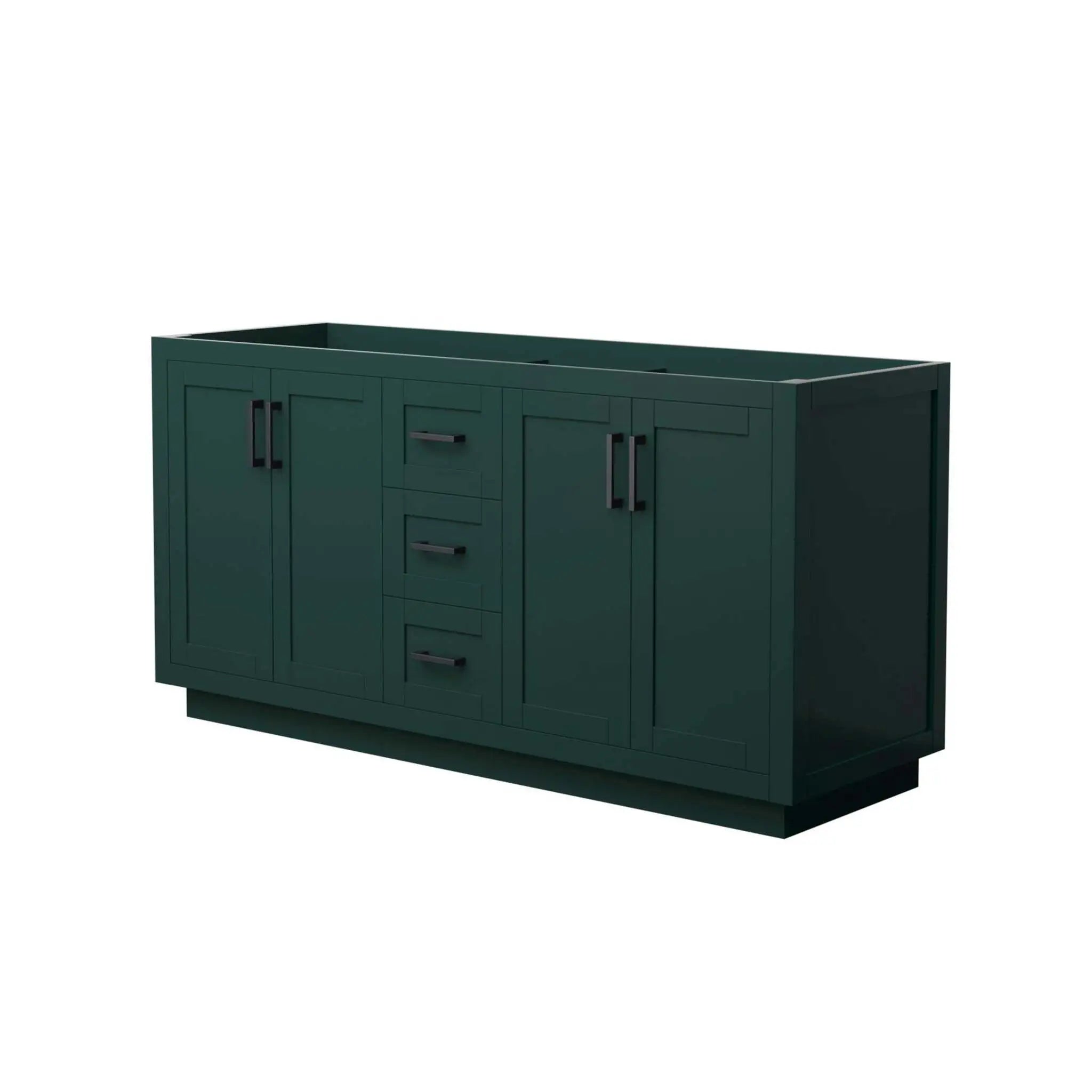 66" Miranda Double Bathroom Vanity in Green with Matte Black Trim by Wyndham