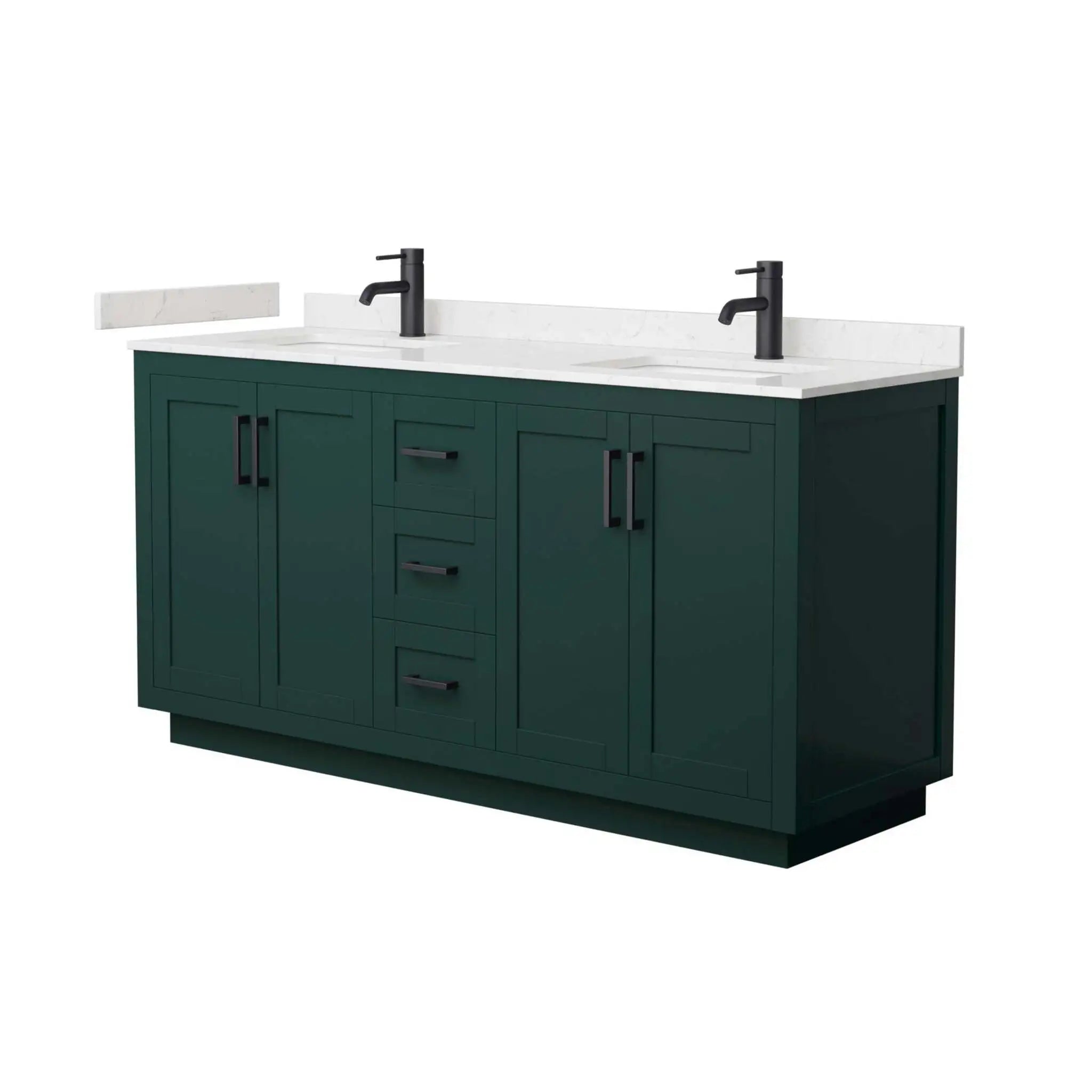 66" Miranda Double Bathroom Vanity in Green with Matte Black Trim by Wyndham