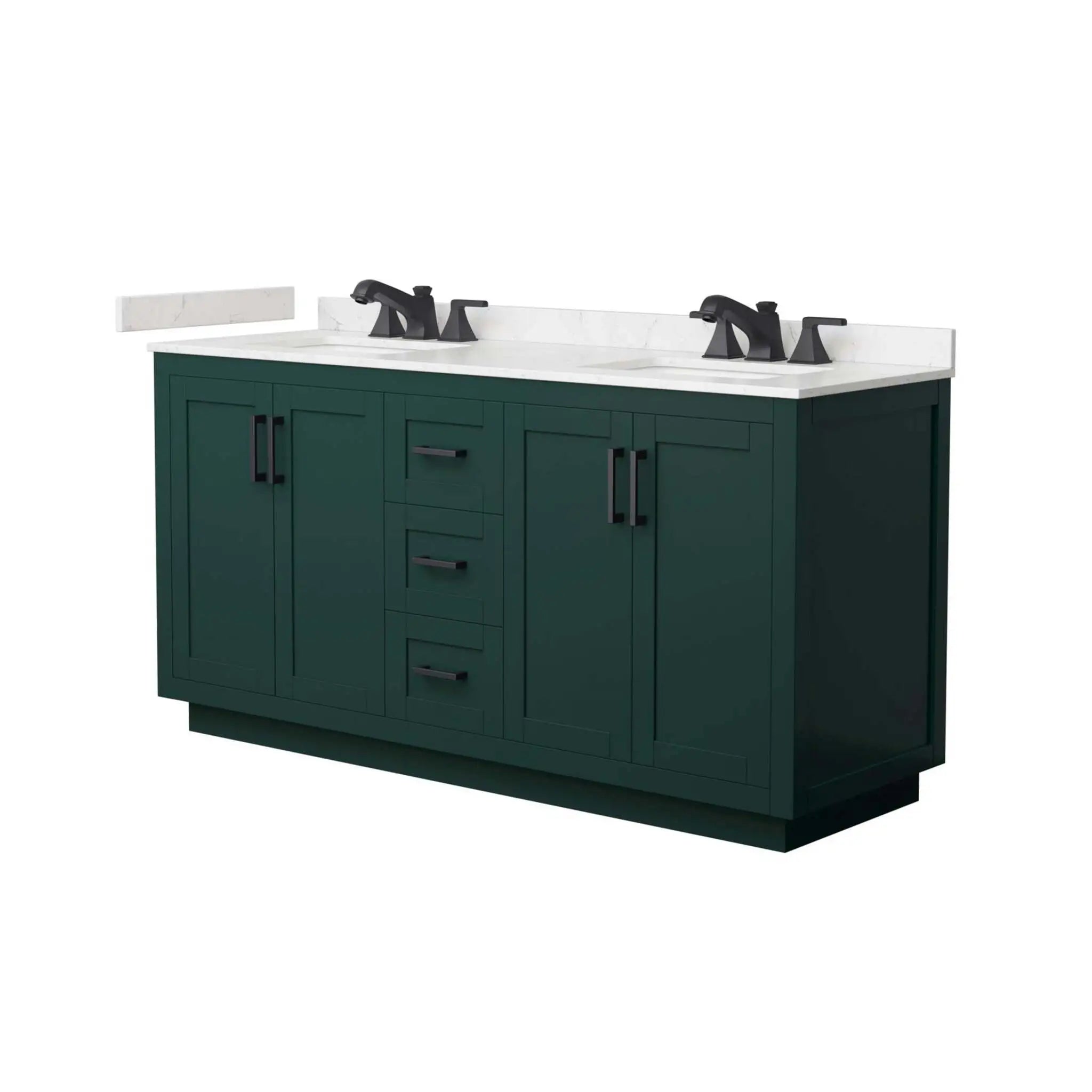66" Miranda Double Bathroom Vanity in Green with Matte Black Trim by Wyndham