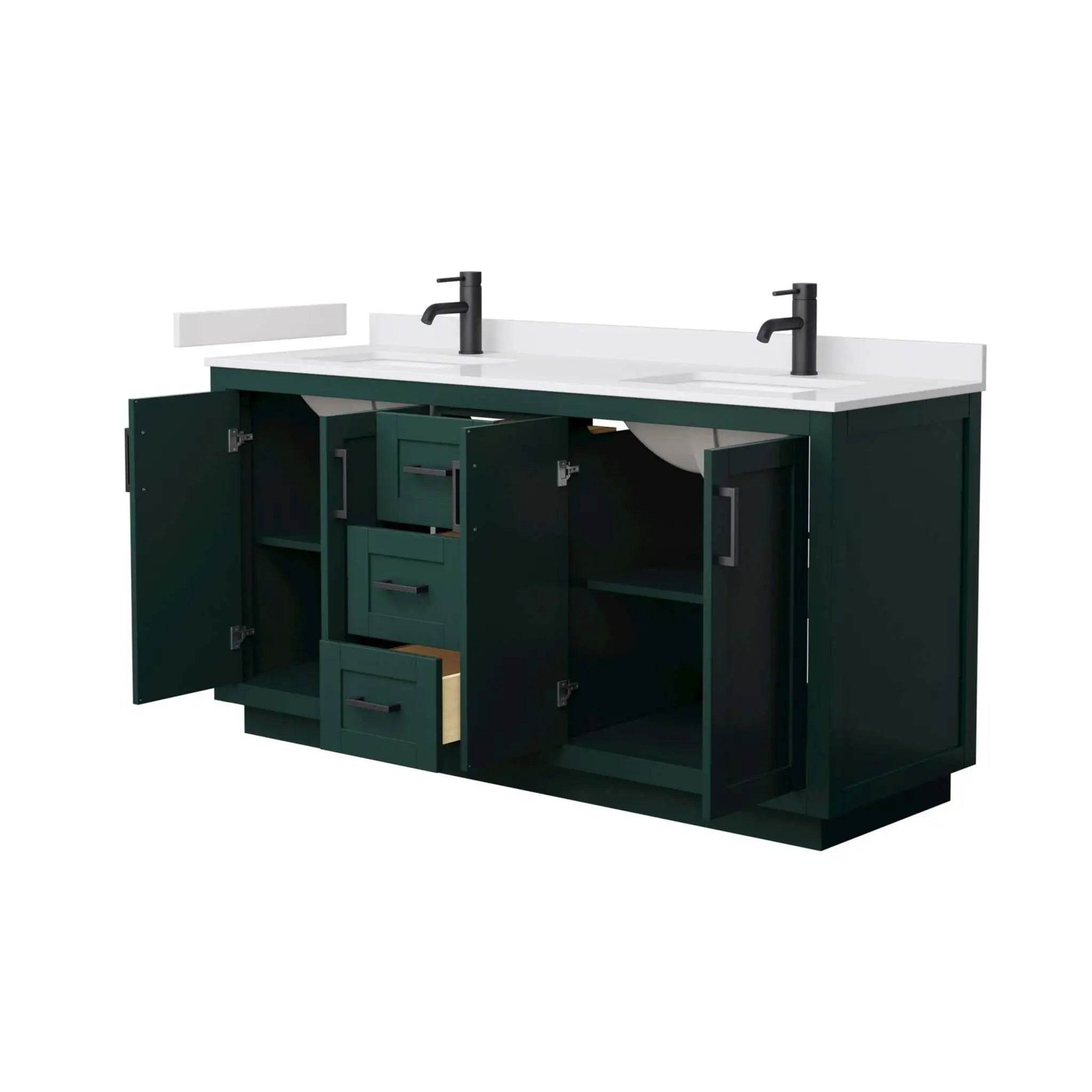 66" Miranda Double Bathroom Vanity in Green with Matte Black Trim by Wyndham