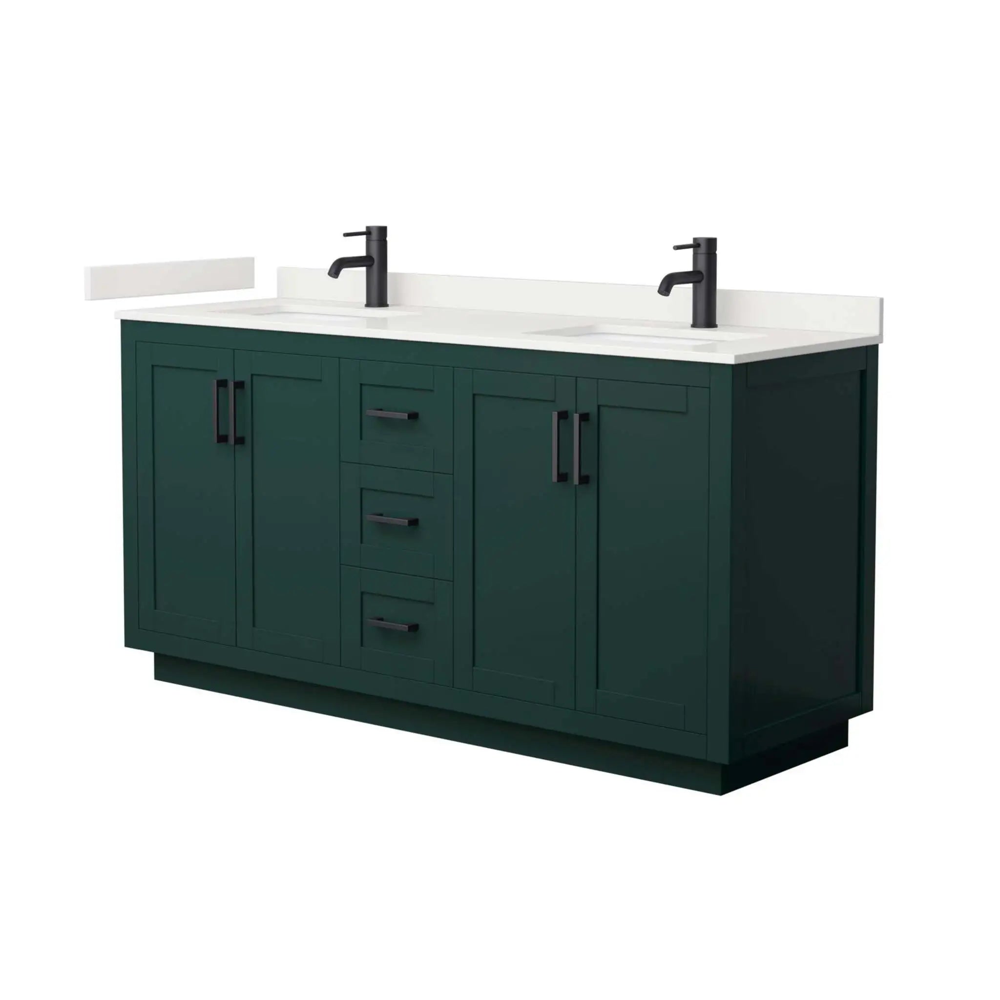 66" Miranda Double Bathroom Vanity in Green with Matte Black Trim by Wyndham