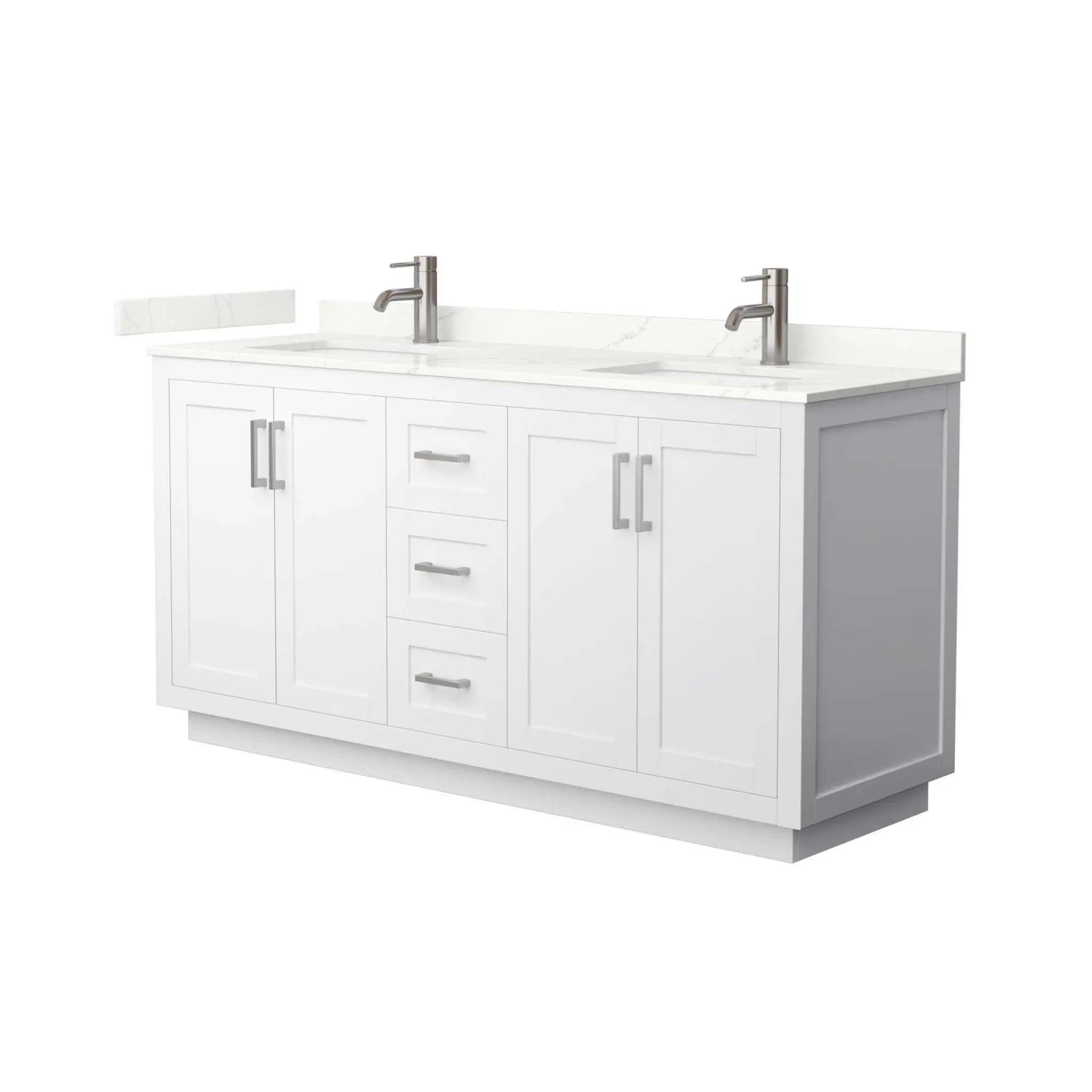 66" Miranda Double Bathroom Vanity in White with Brushed Nickel Trim by Wyndham