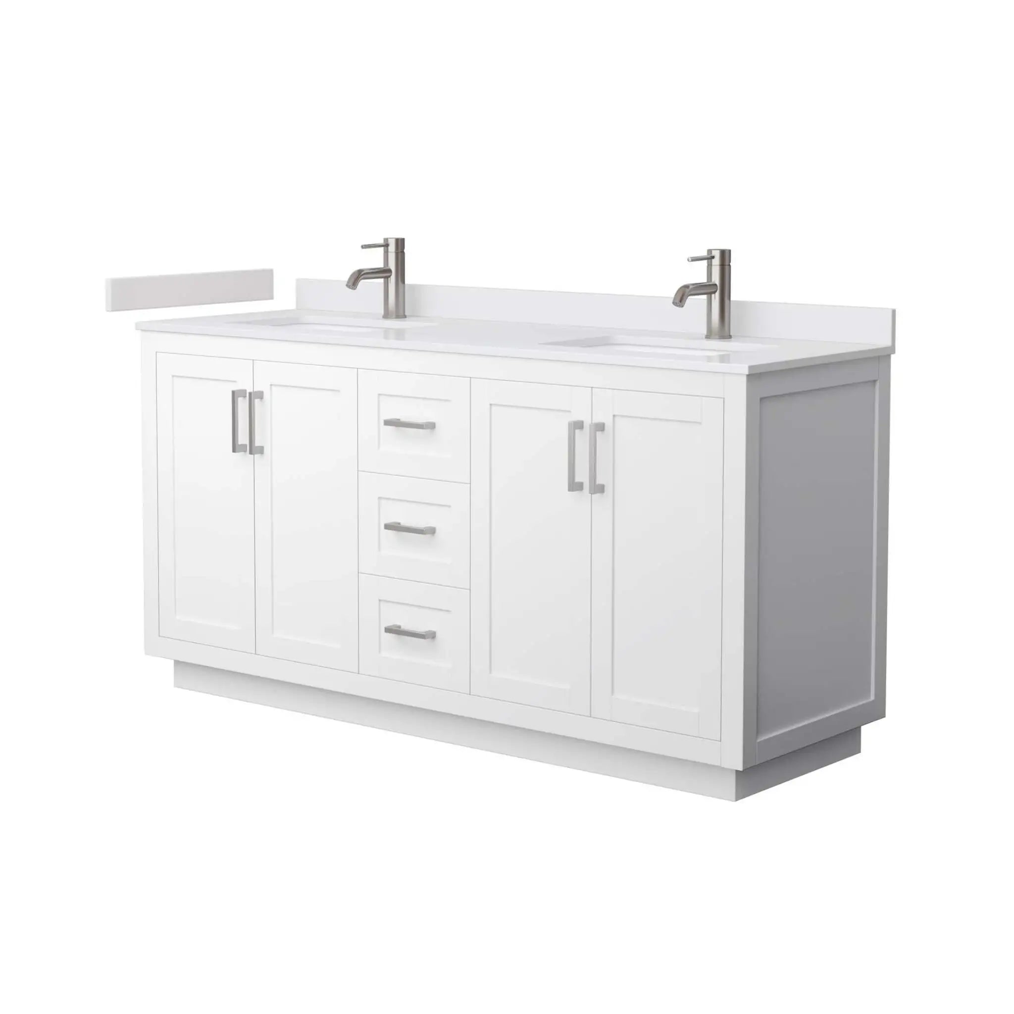 66" Miranda Double Bathroom Vanity in White with Brushed Nickel Trim by Wyndham