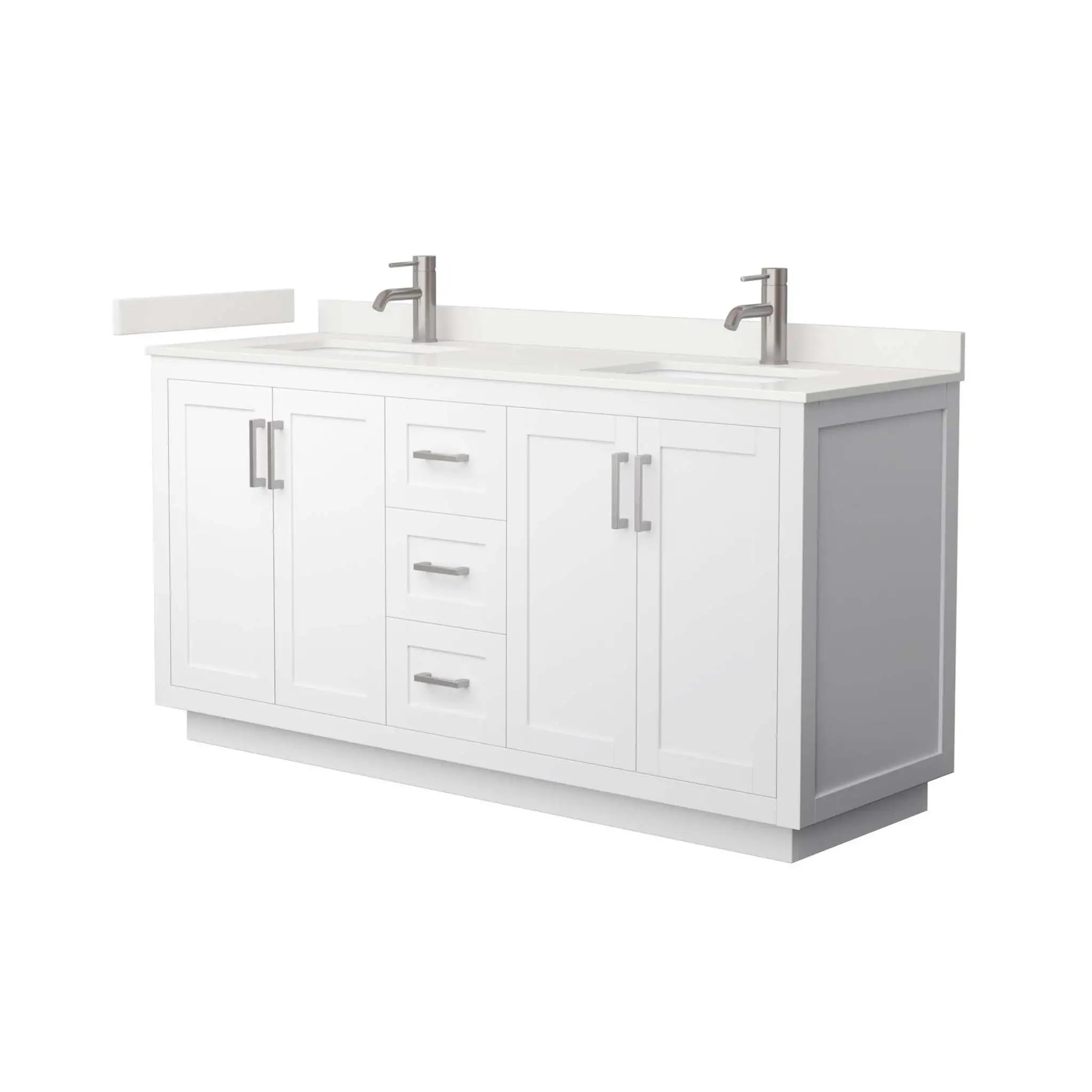 66" Miranda Double Bathroom Vanity in White with Brushed Nickel Trim by Wyndham