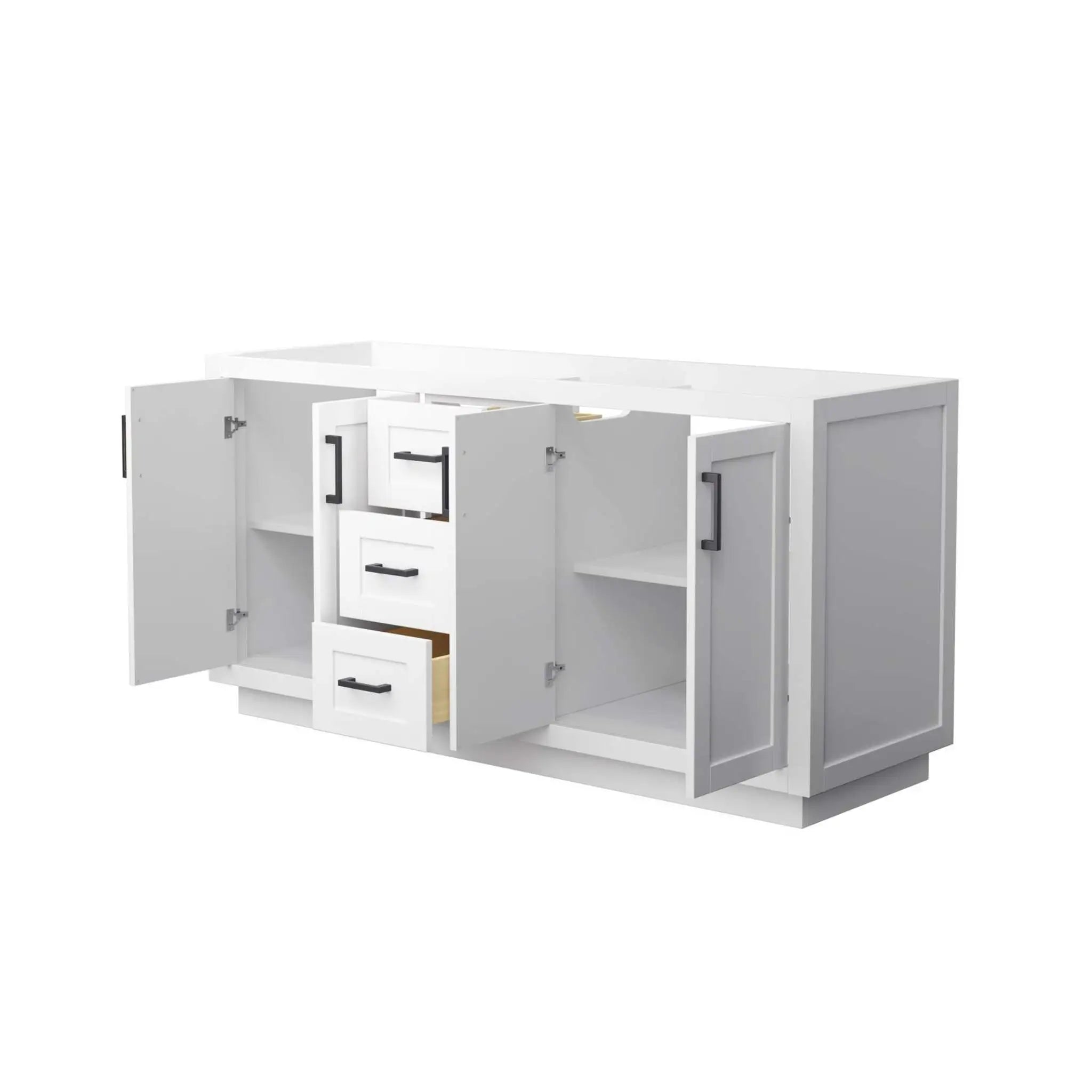 66" Miranda Double Bathroom Vanity in White with Matte Black Trim by Wyndham