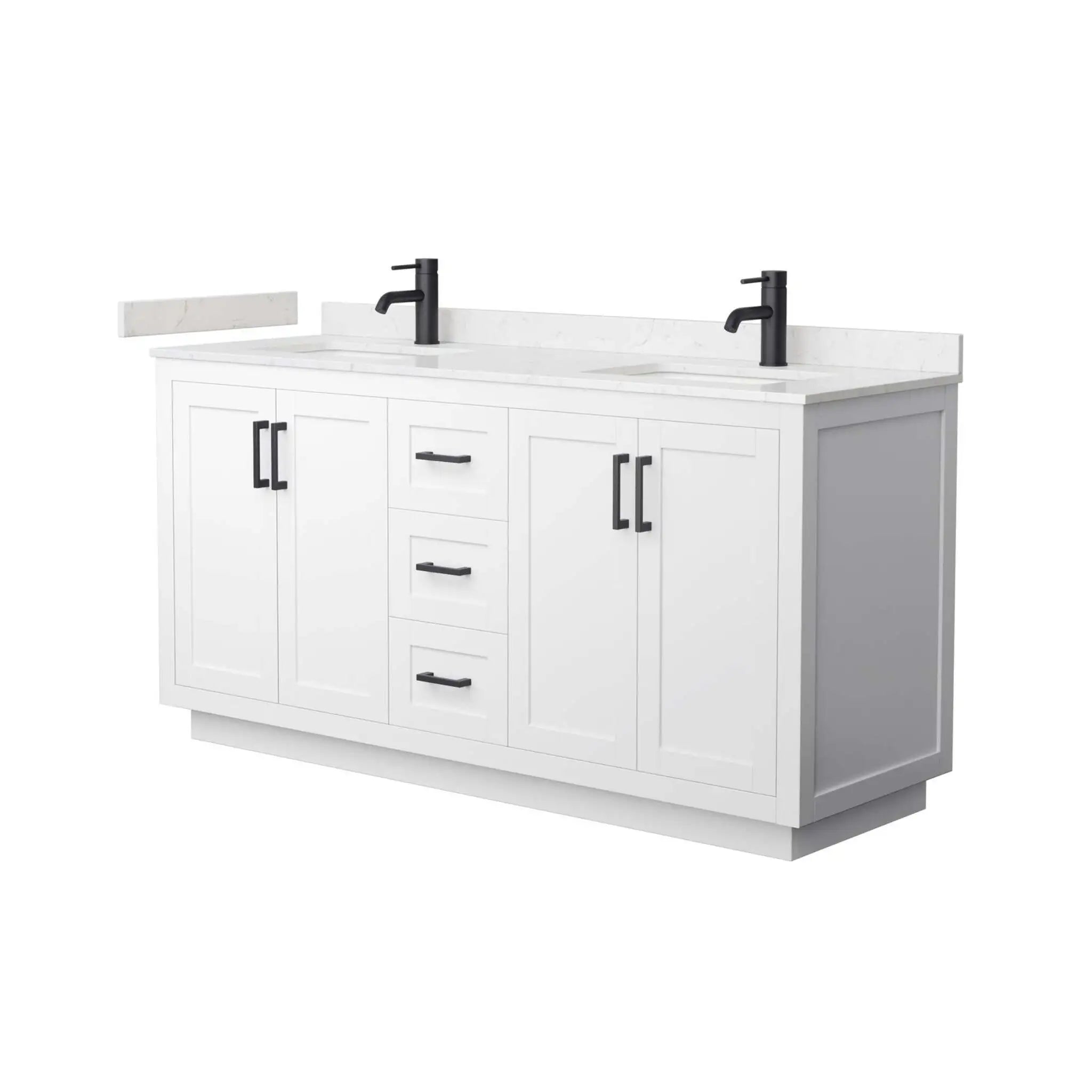 66" Miranda Double Bathroom Vanity in White with Matte Black Trim by Wyndham