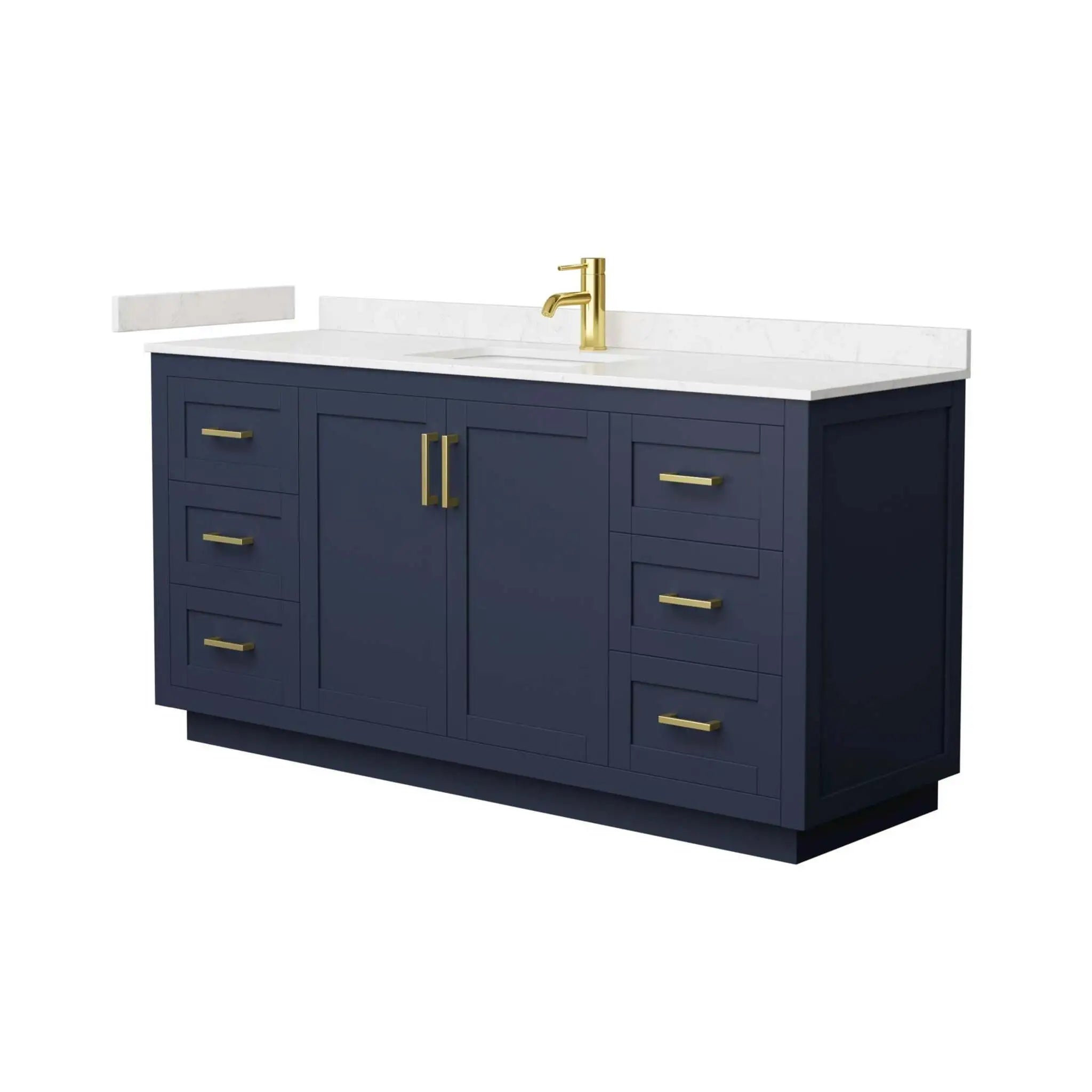 66" Miranda Single Bathroom Vanity in Dark Blue with Brushed Gold Trim by Wyndham