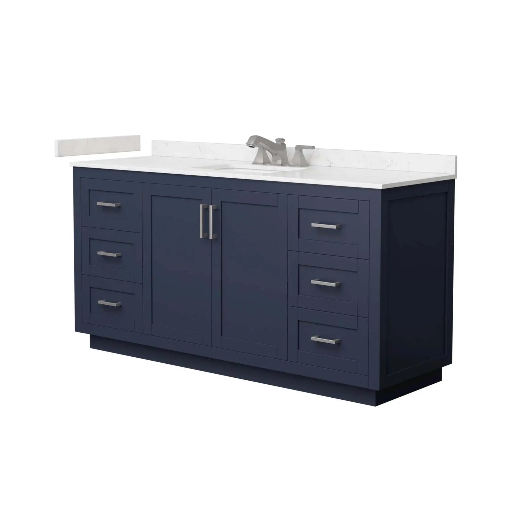 66" Miranda Single Bathroom Vanity in Dark Blue with Brushed Nickel Trim by Wyndham