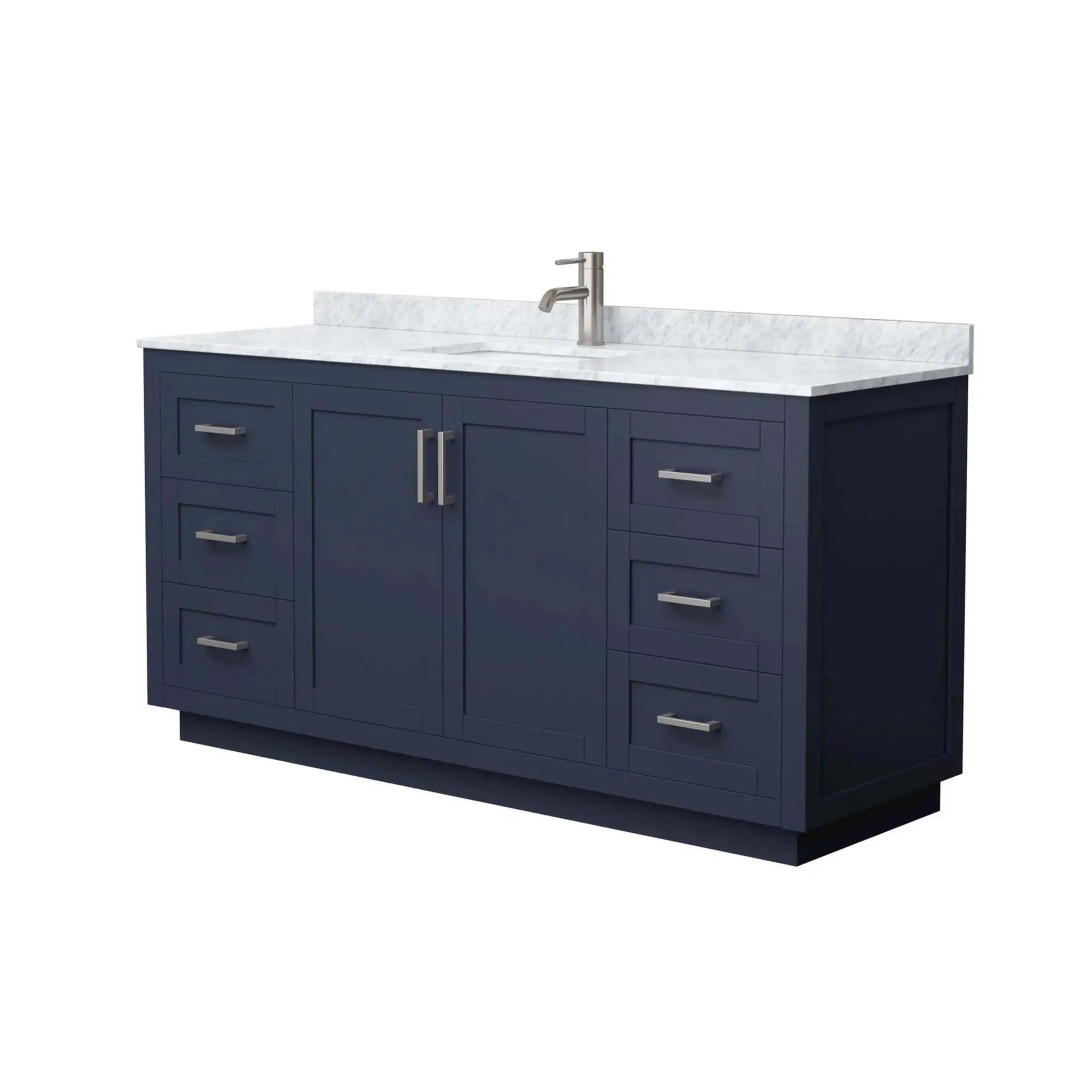 66" Miranda Single Bathroom Vanity in Dark Blue with Brushed Nickel Trim by Wyndham