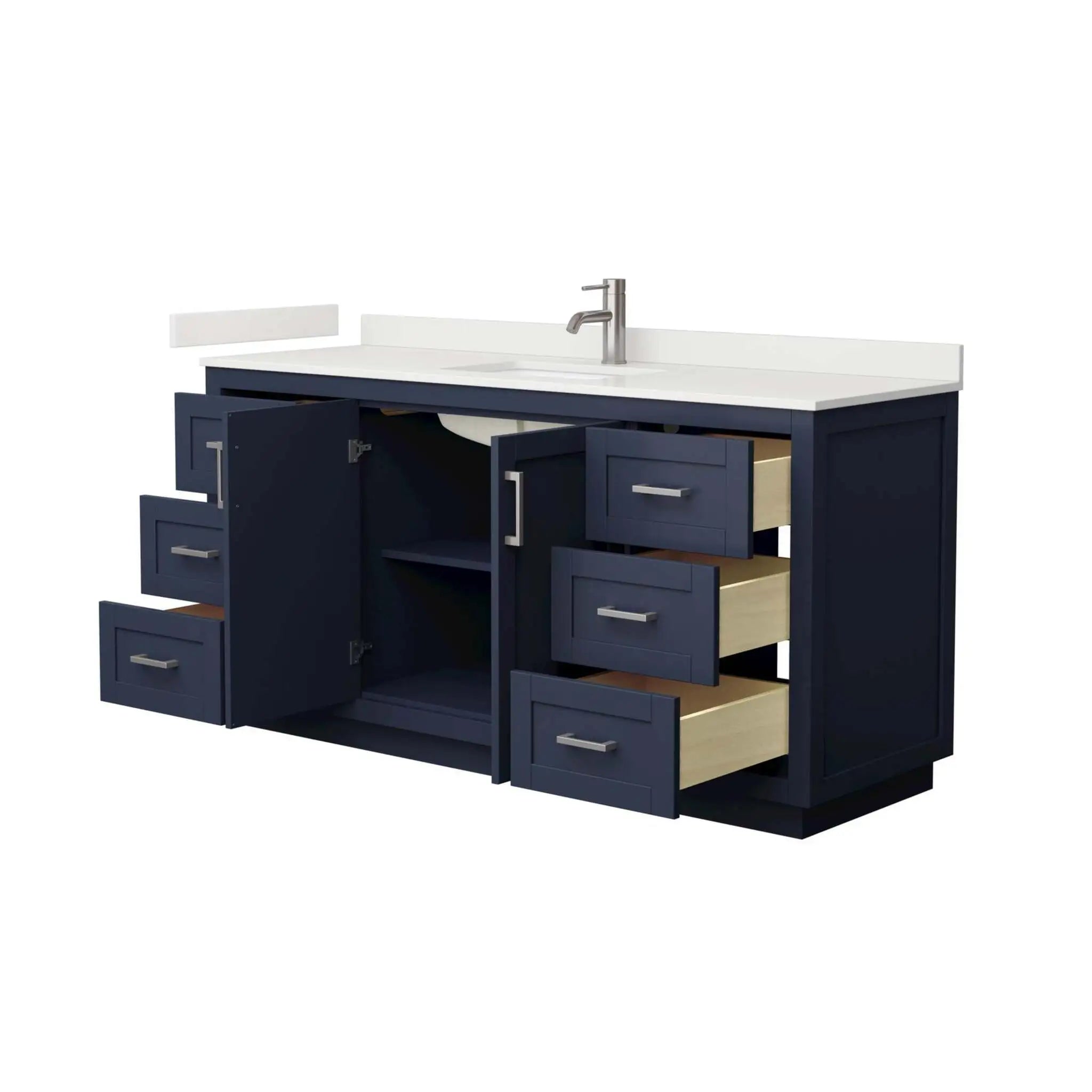 66" Miranda Single Bathroom Vanity in Dark Blue with Brushed Nickel Trim by Wyndham