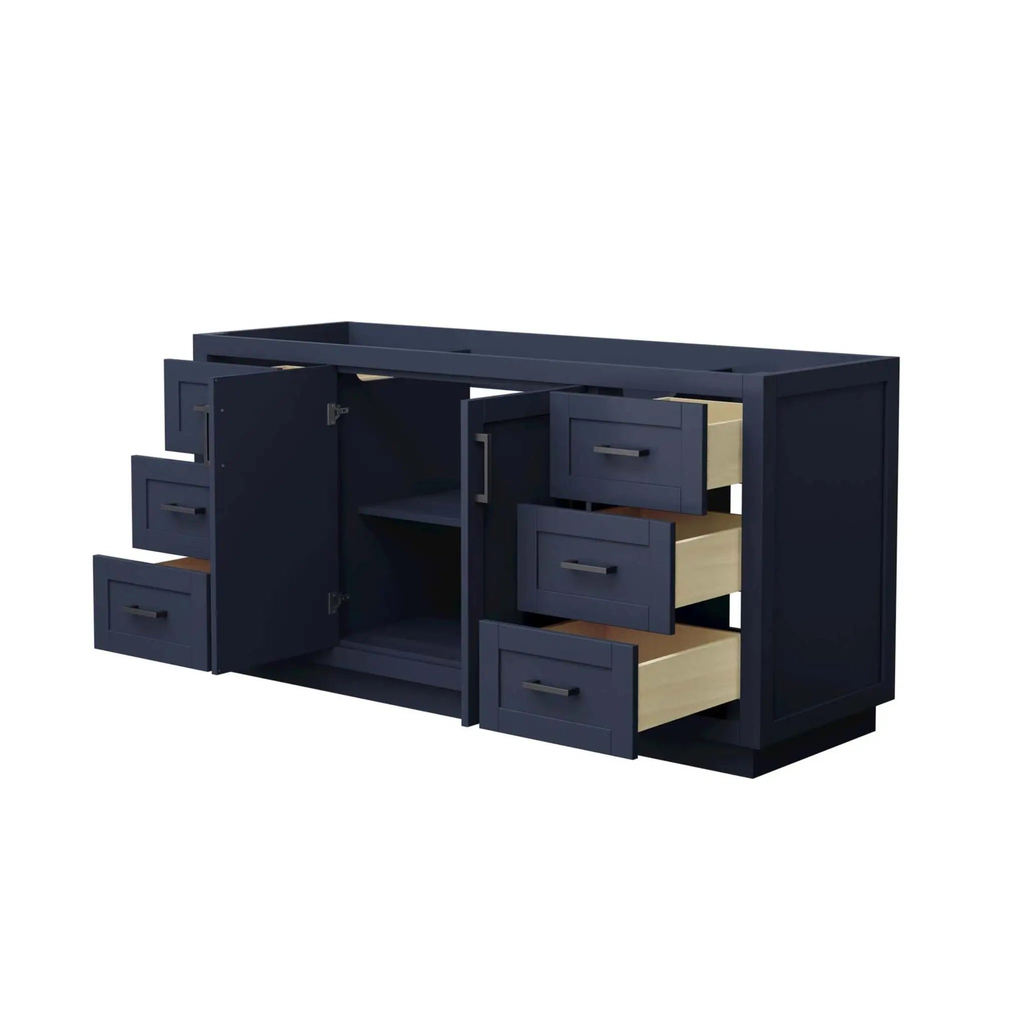 66" Miranda Single Bathroom Vanity in Dark Blue with Matte Black Trim by Wyndham