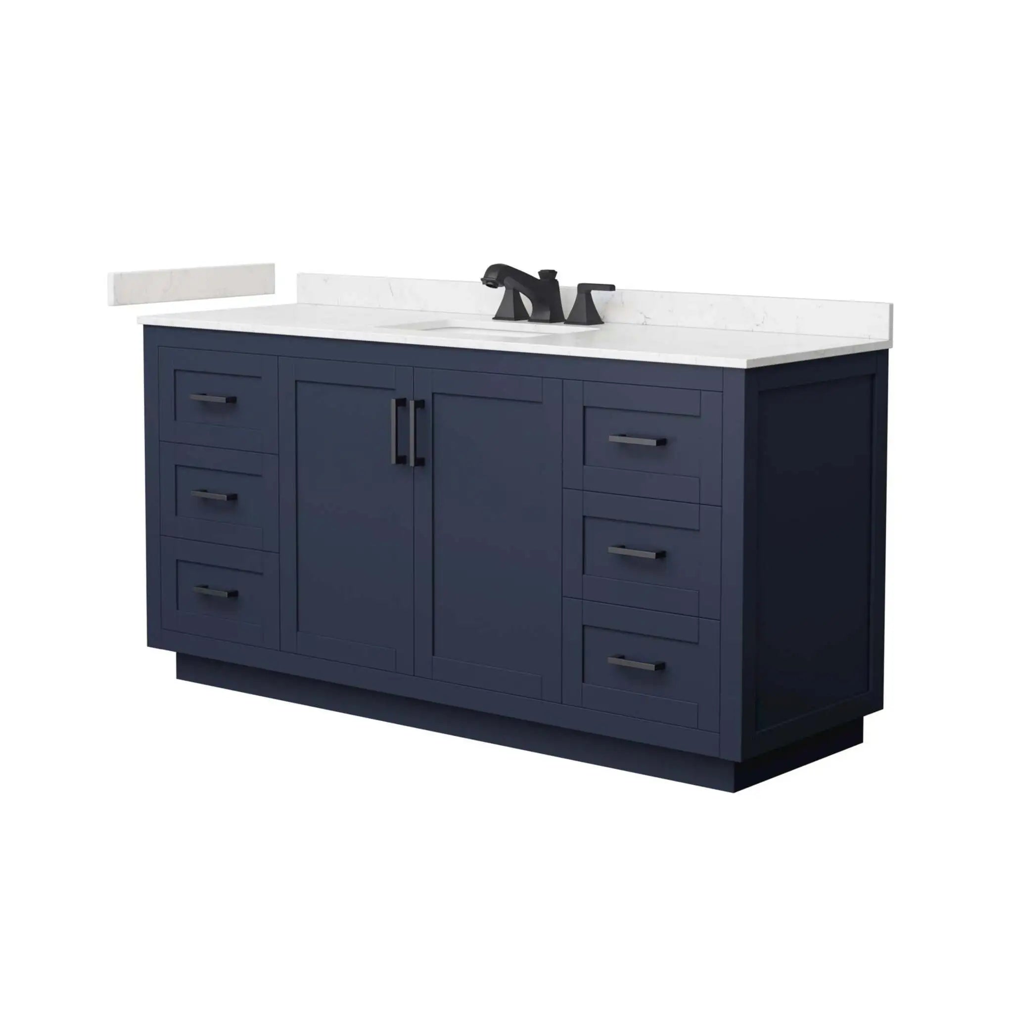 66" Miranda Single Bathroom Vanity in Dark Blue with Matte Black Trim by Wyndham