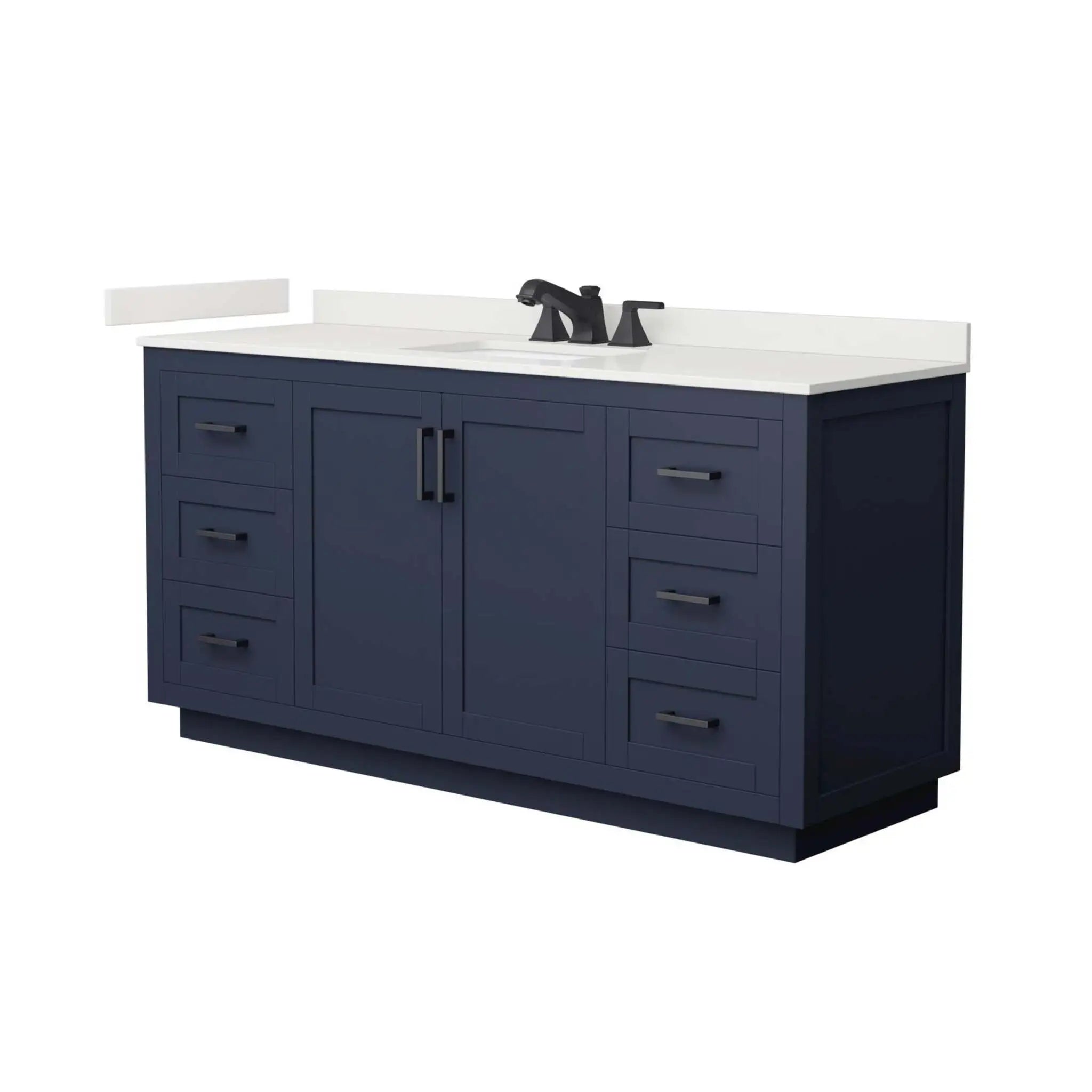 66" Miranda Single Bathroom Vanity in Dark Blue with Matte Black Trim by Wyndham