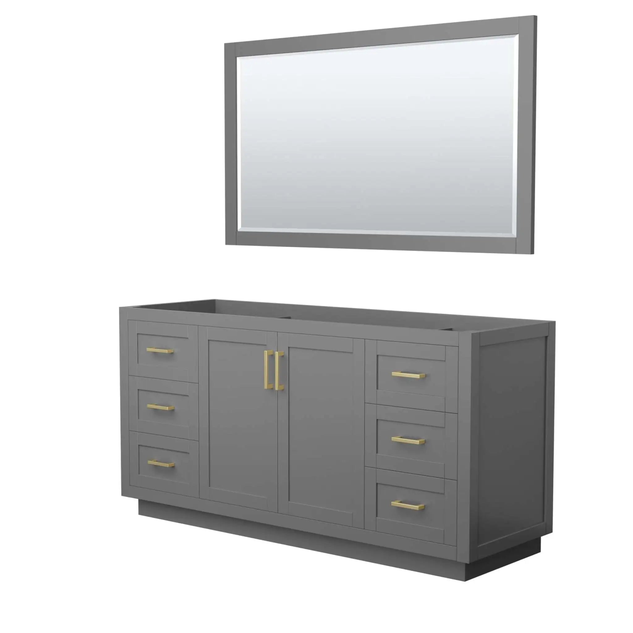 66" Miranda Single Bathroom Vanity in Dark Gray with Brushed Gold Trim & 58" Mirror by Wyndham