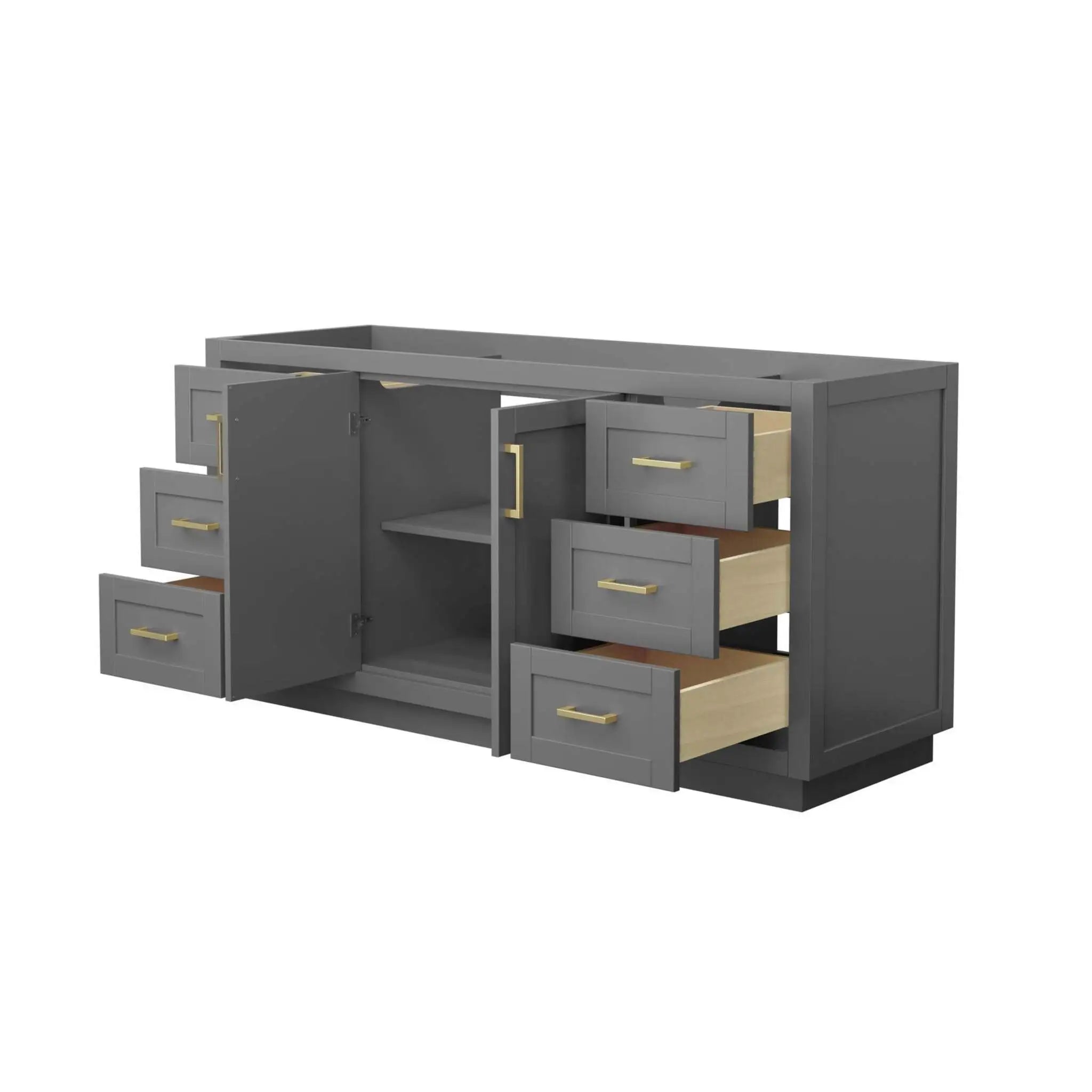66" Miranda Single Bathroom Vanity in Dark Gray with Brushed Gold Trim by Wyndham