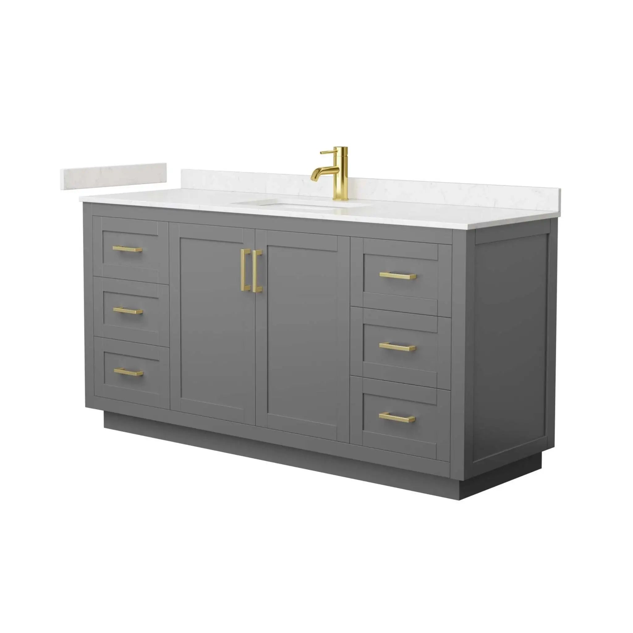66" Miranda Single Bathroom Vanity in Dark Gray with Brushed Gold Trim by Wyndham