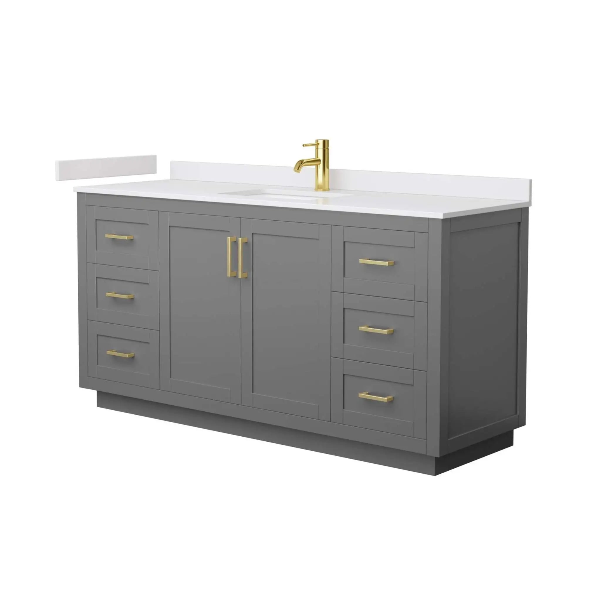 66" Miranda Single Bathroom Vanity in Dark Gray with Brushed Gold Trim by Wyndham