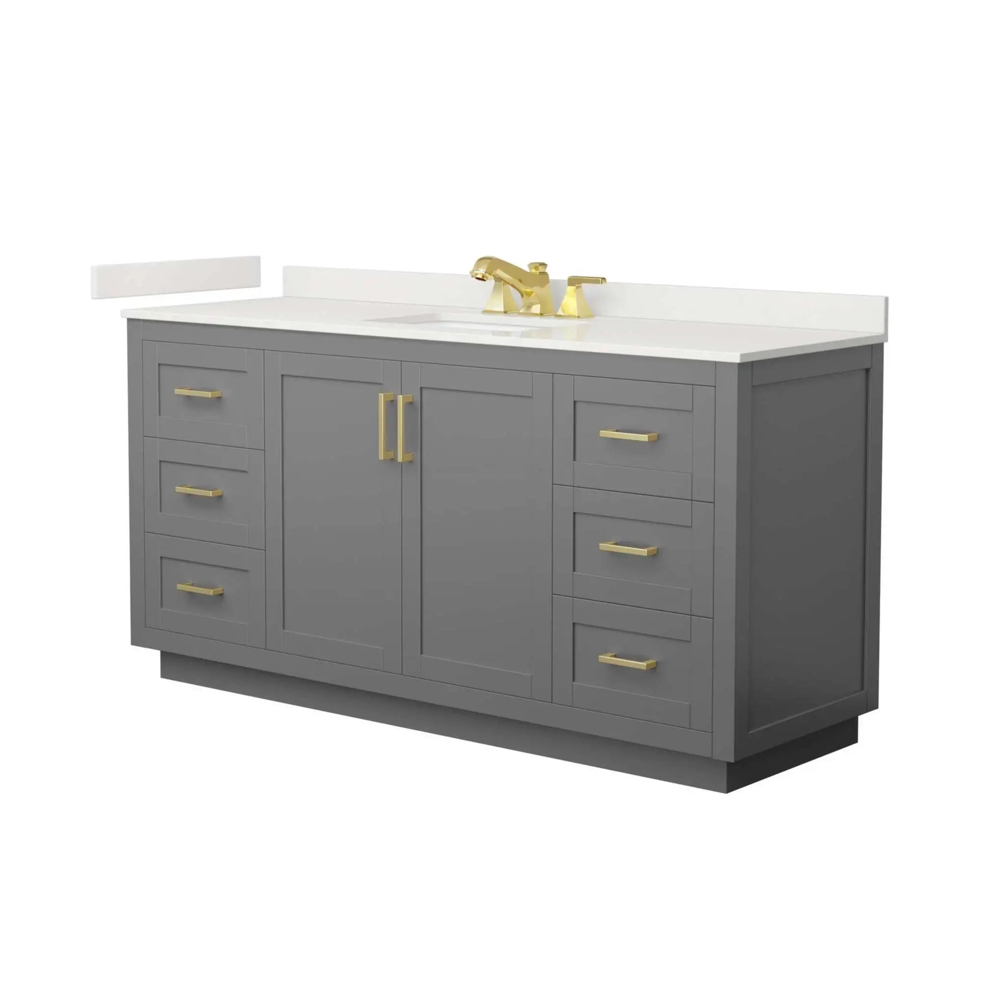 66" Miranda Single Bathroom Vanity in Dark Gray with Brushed Gold Trim by Wyndham