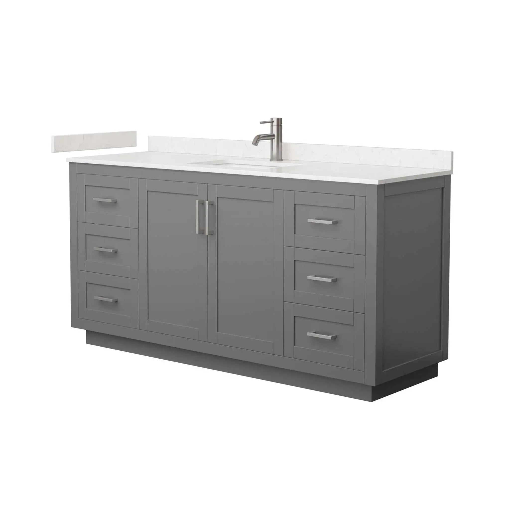 66" Miranda Single Bathroom Vanity in Dark Gray with Brushed Nickel Trim by Wyndham