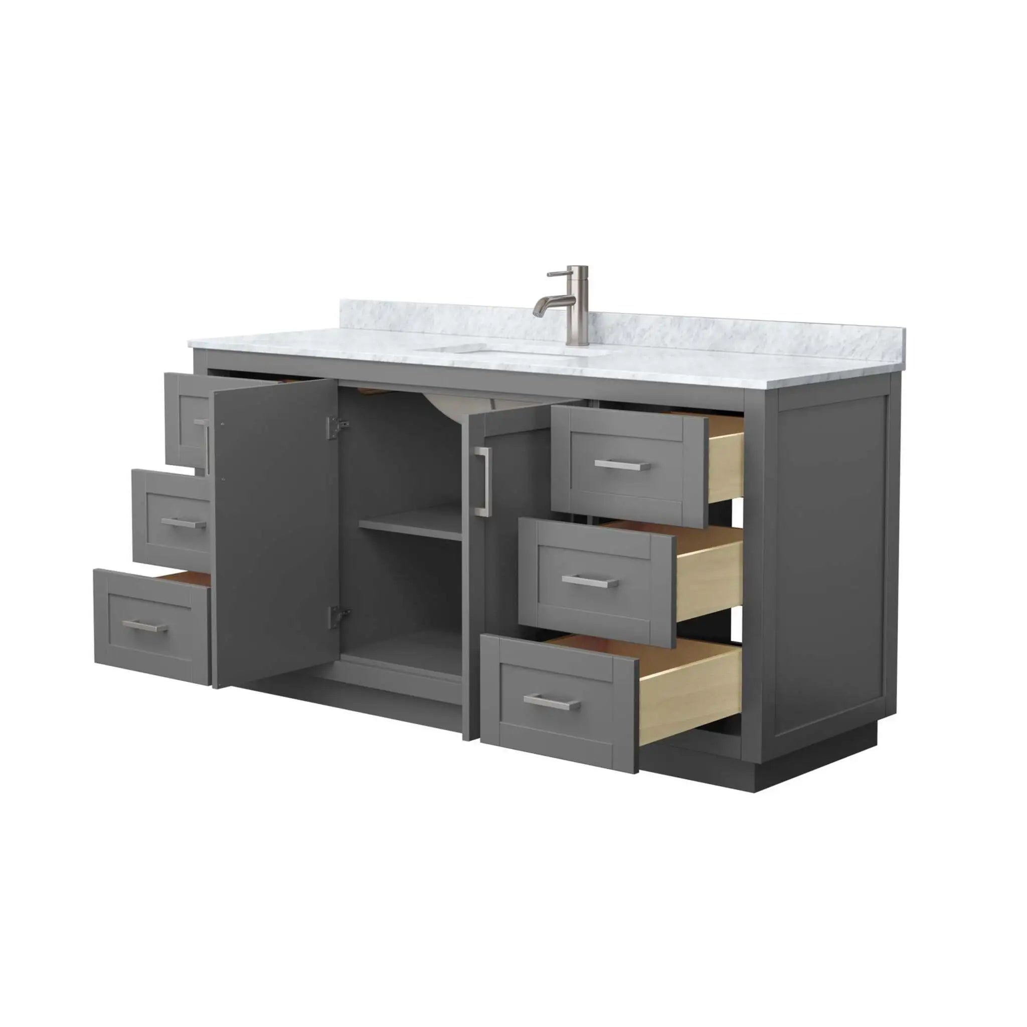66" Miranda Single Bathroom Vanity in Dark Gray with Brushed Nickel Trim by Wyndham