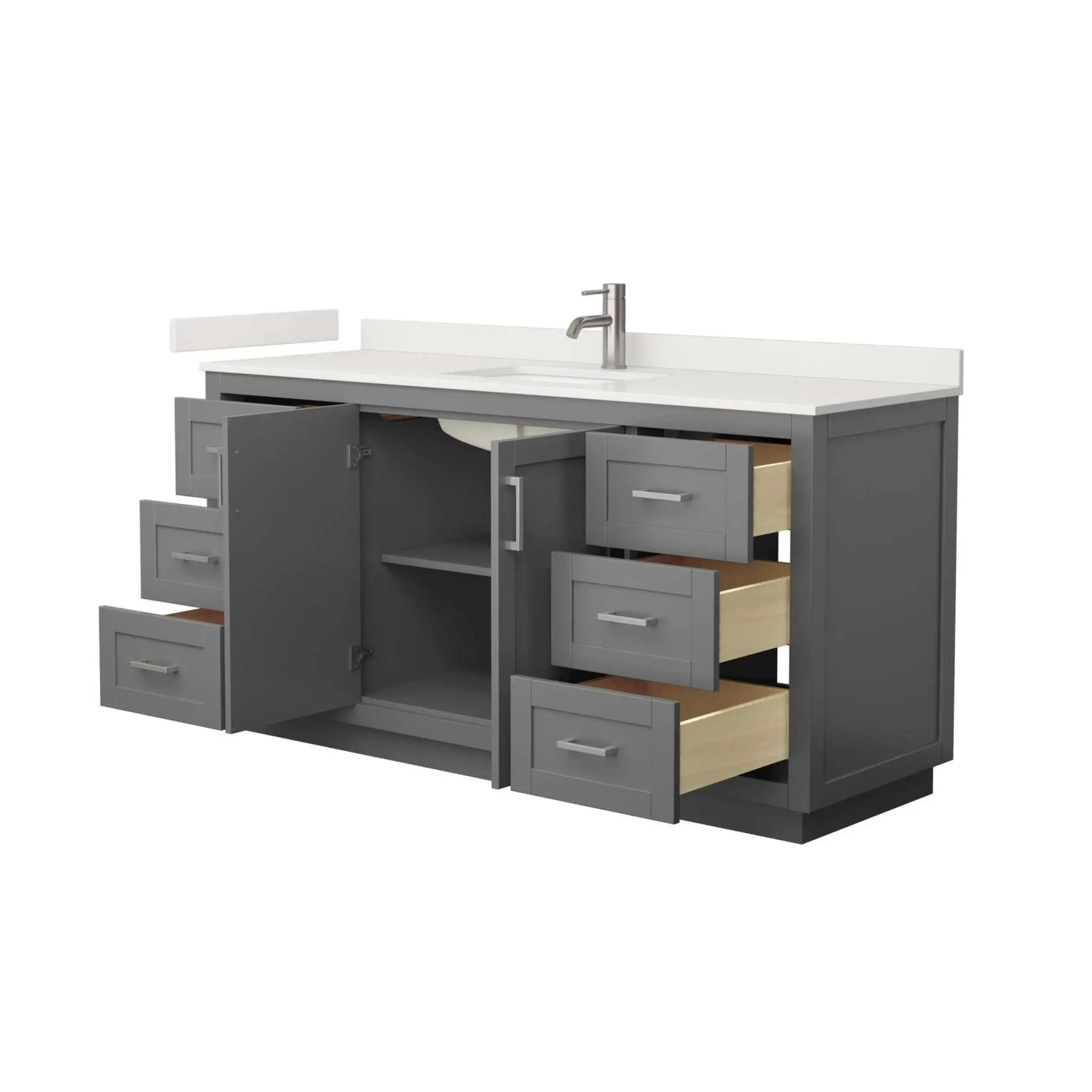 66" Miranda Single Bathroom Vanity in Dark Gray with Brushed Nickel Trim by Wyndham