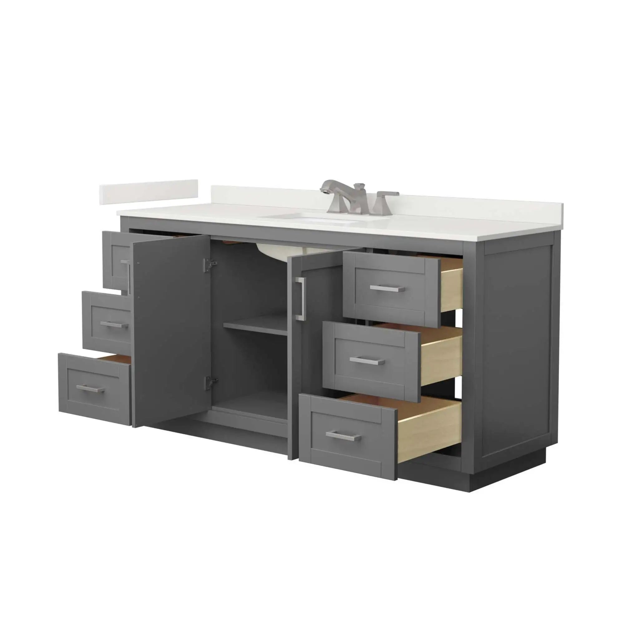 66" Miranda Single Bathroom Vanity in Dark Gray with Brushed Nickel Trim by Wyndham