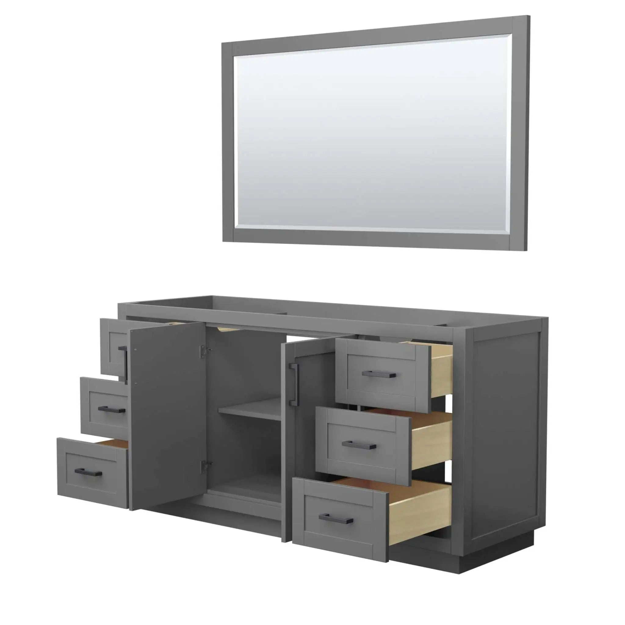 66" Miranda Single Bathroom Vanity in Dark Gray with Matte Black Trim & 58" Mirror by Wyndham