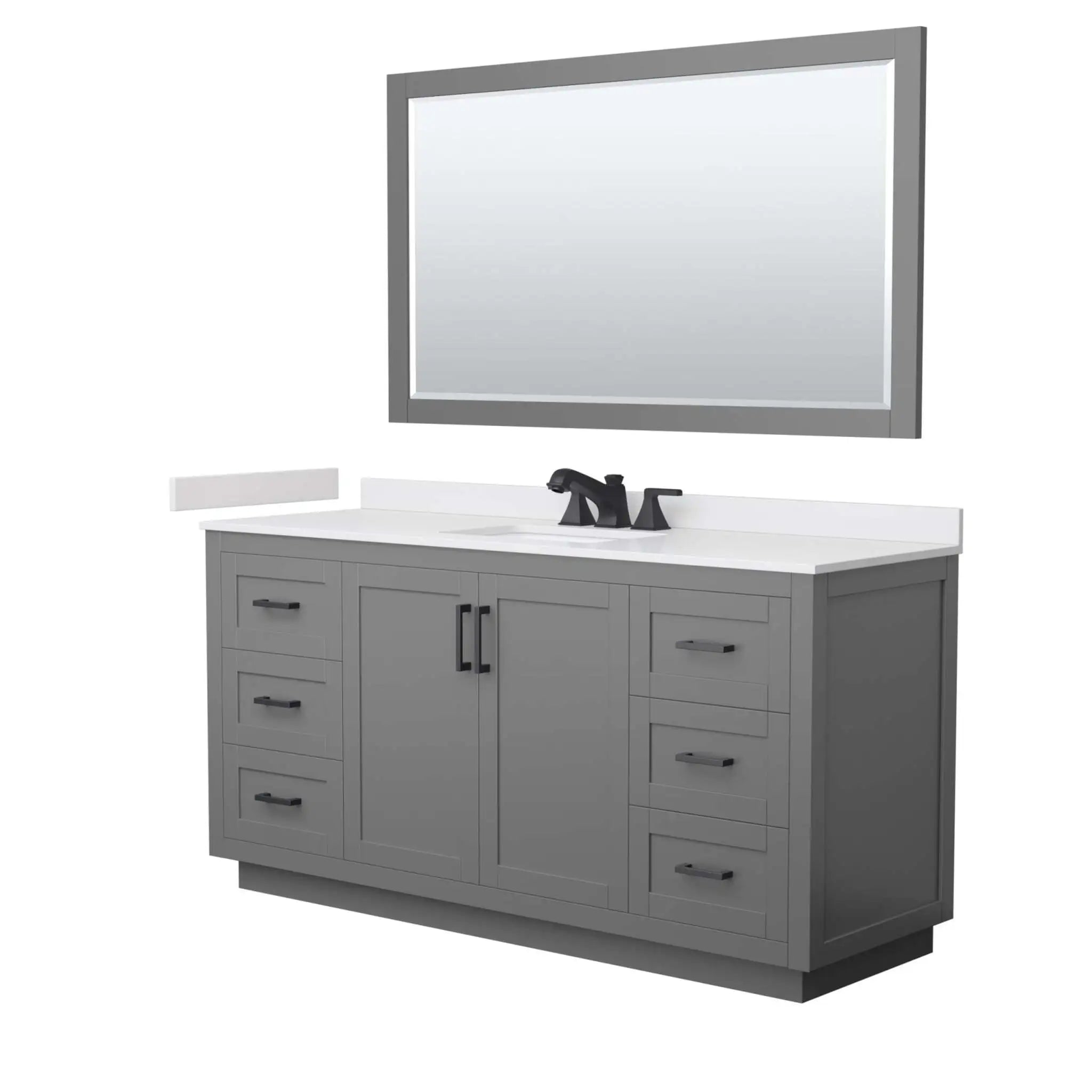 66" Miranda Single Bathroom Vanity in Dark Gray with Matte Black Trim & 58" Mirror by Wyndham